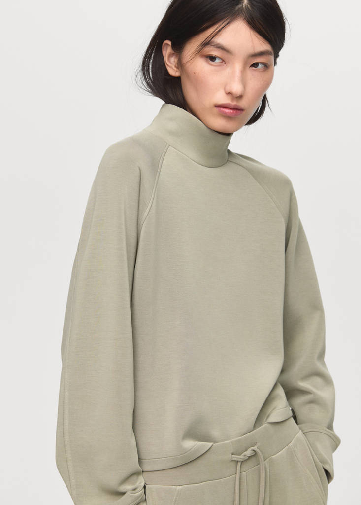 High collar sweatshirt — Khaki