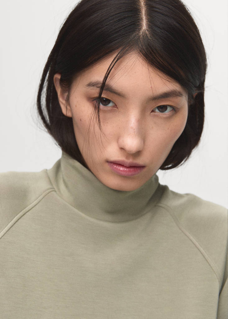 High collar sweatshirt — Khaki