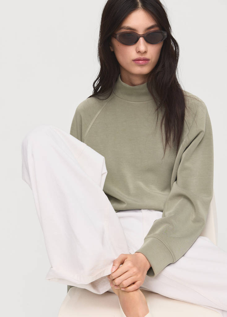 High collar sweatshirt — Khaki