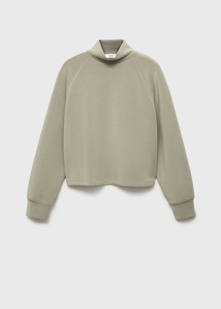 High collar sweatshirt — Khaki