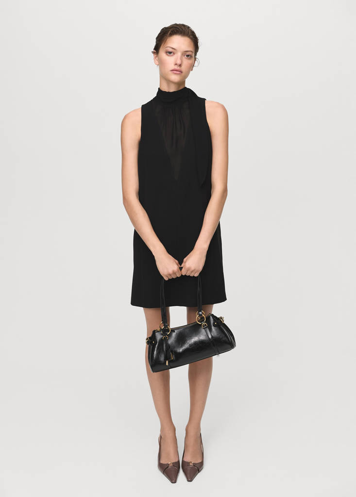 MANGO - Robe ouverture naud noir - XS