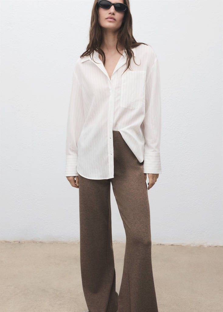 Knitted trousers with elastic waistband — Medium Brown