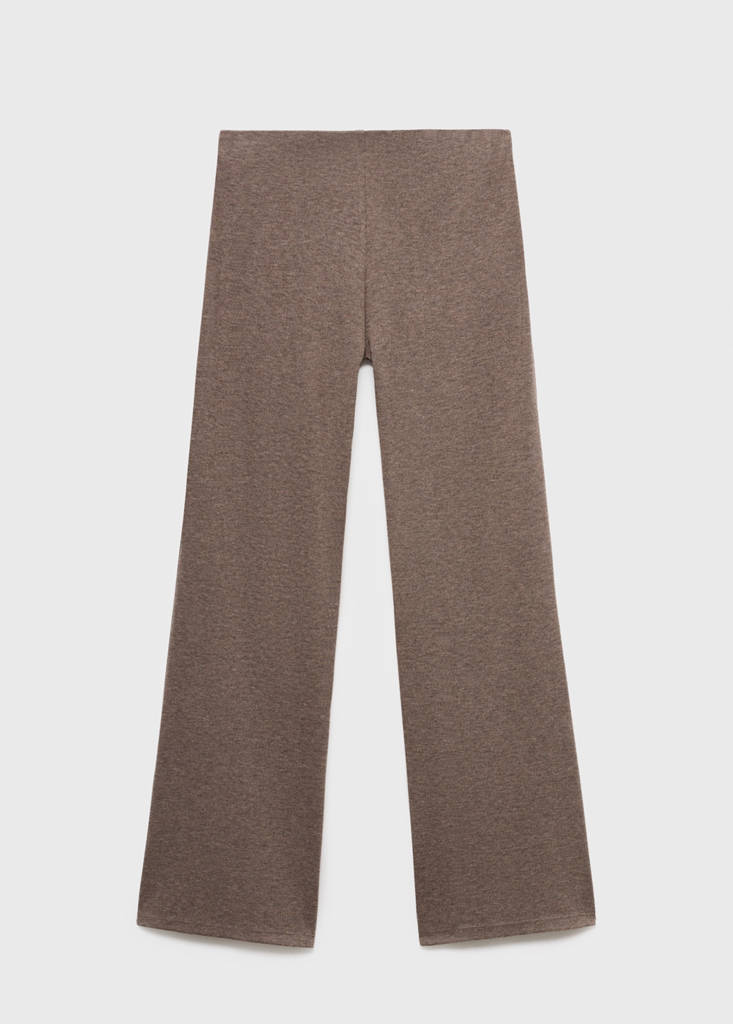 Knitted trousers with elastic waistband — Medium Brown