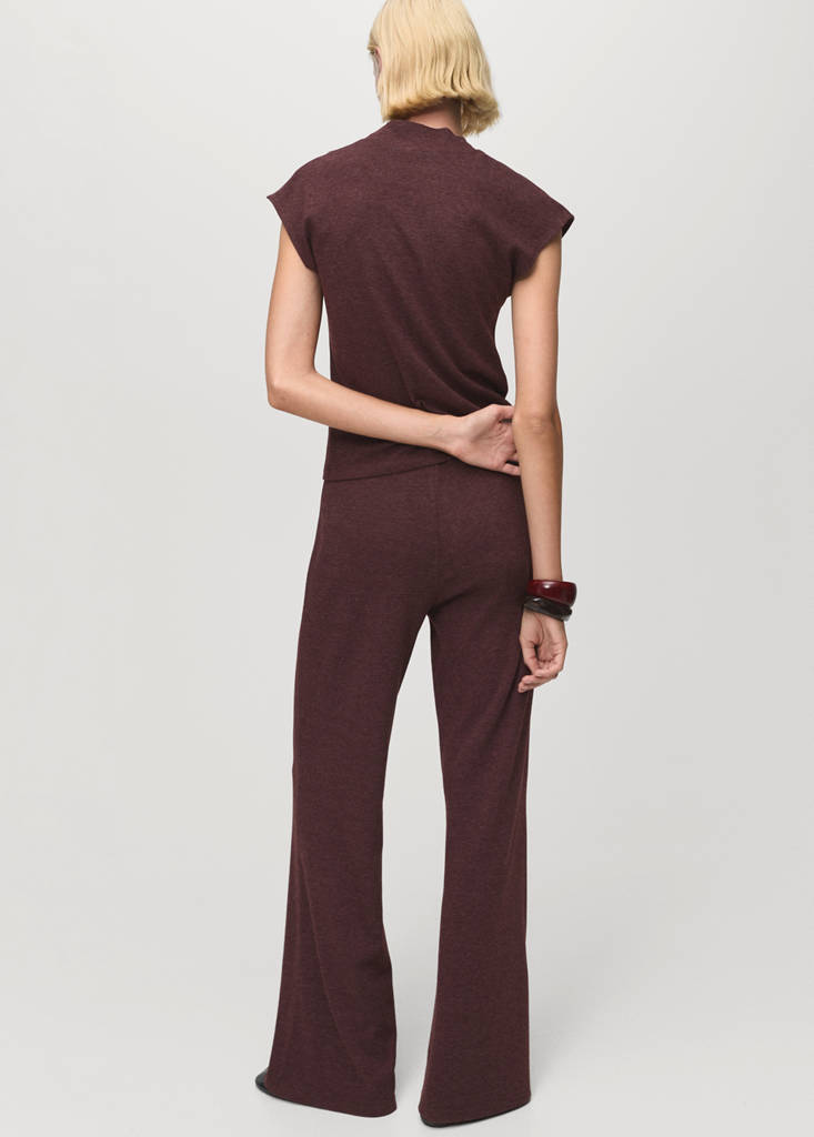 Knitted trousers with elastic waistband — Burgundy