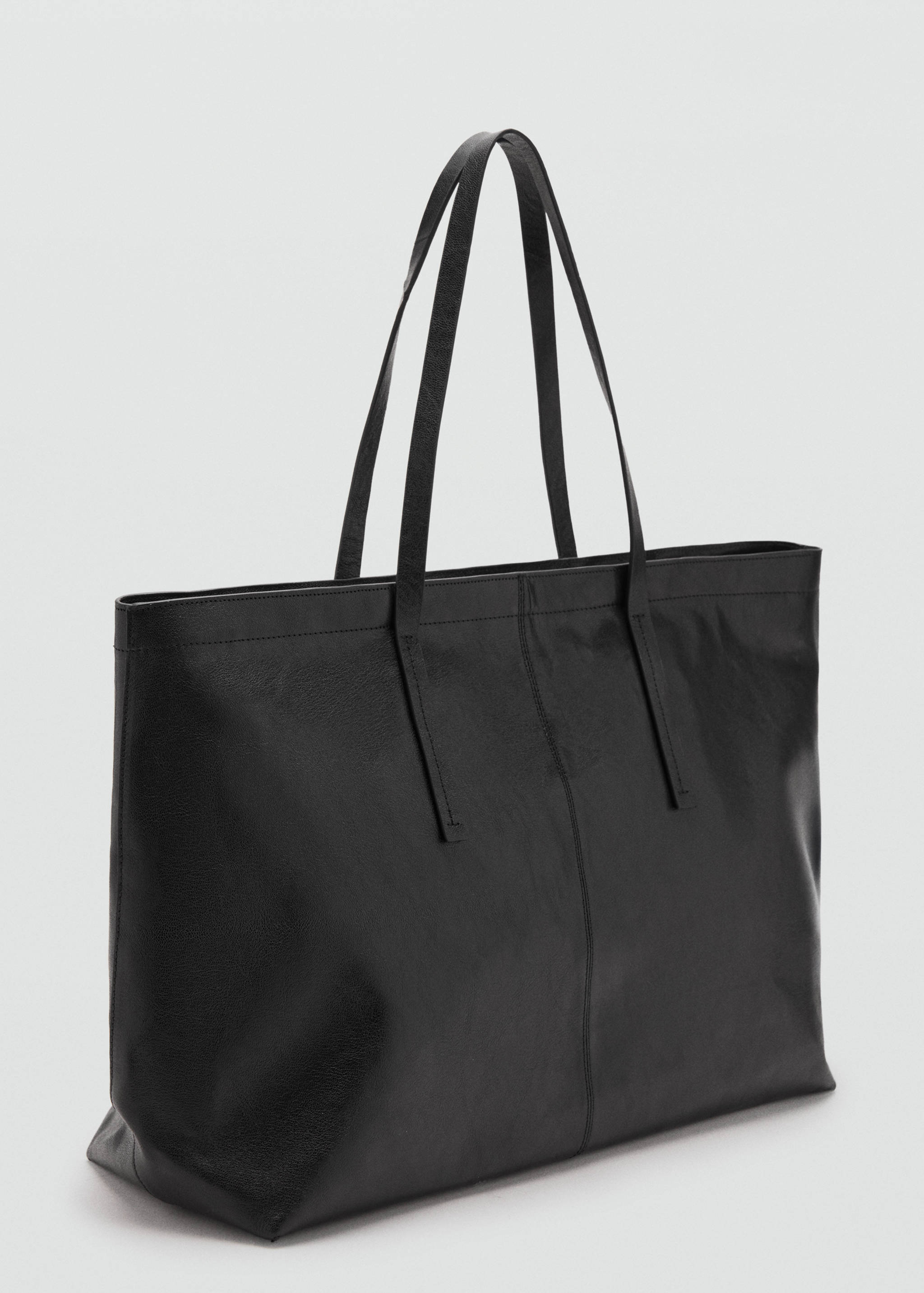Leather shopper bag - Medium plane