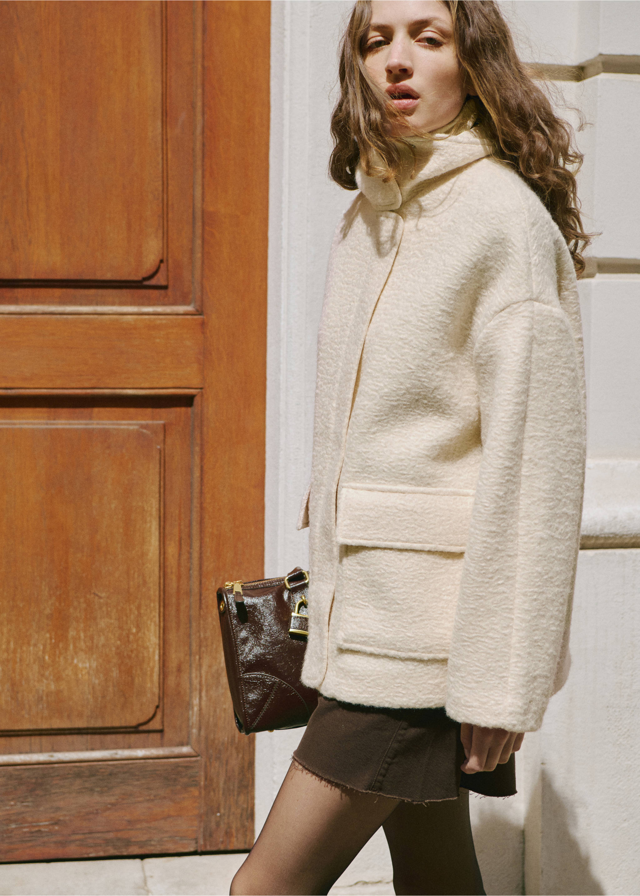 Chaqueta bouclé cuello alto - Detalle del artículo 1, Crudo. Ref: 17075820-00.