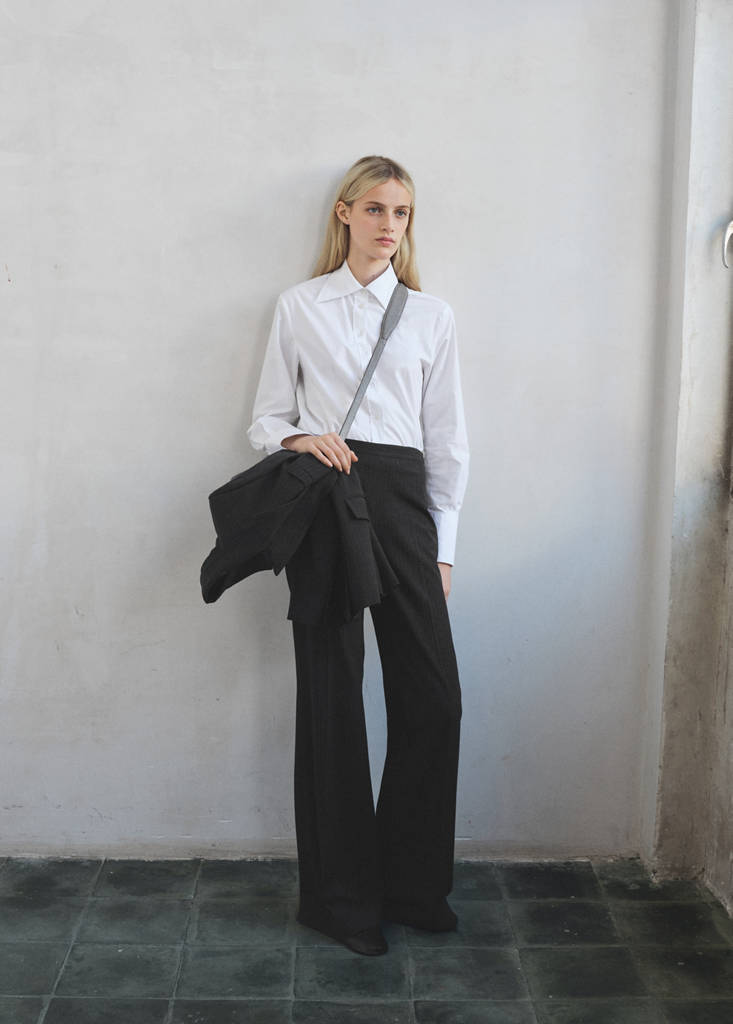 Pinstripe suit trousers — Dark Heather Grey