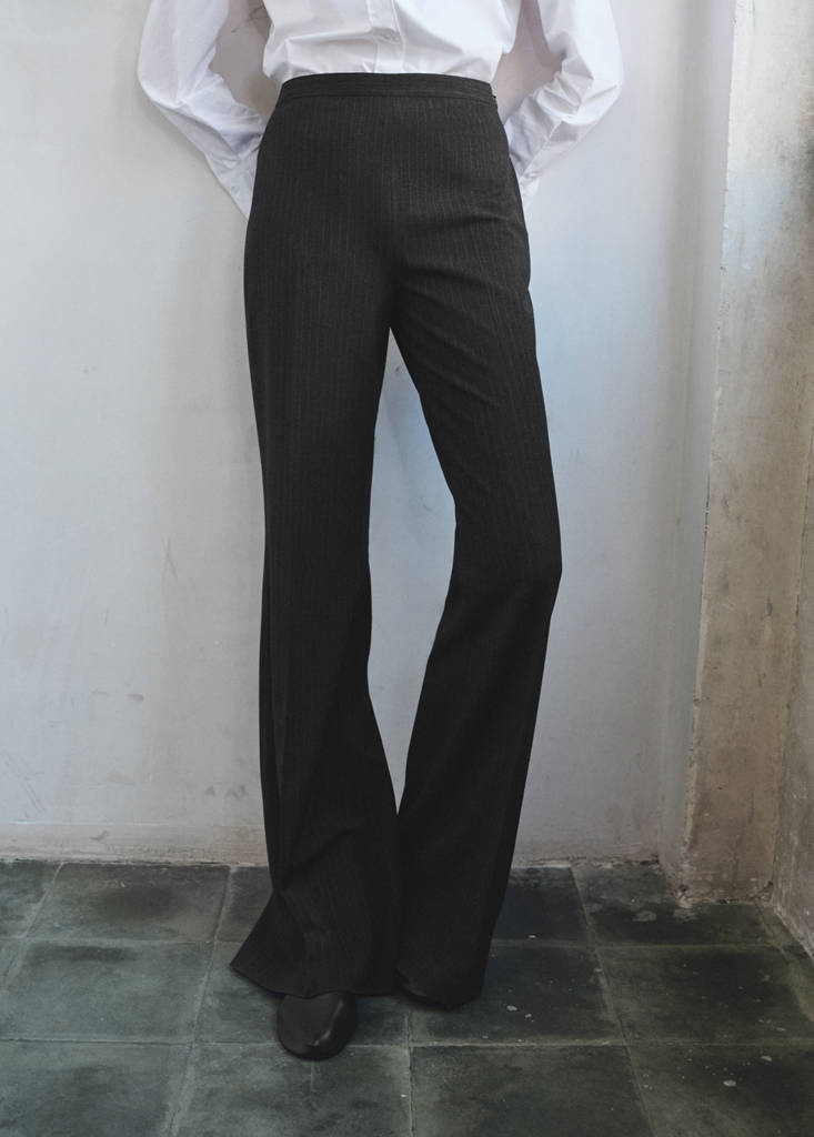 Pinstripe suit trousers — Dark Heather Grey