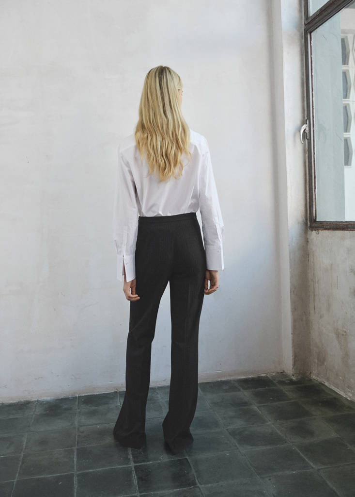 Pinstripe suit trousers — Dark Heather Grey