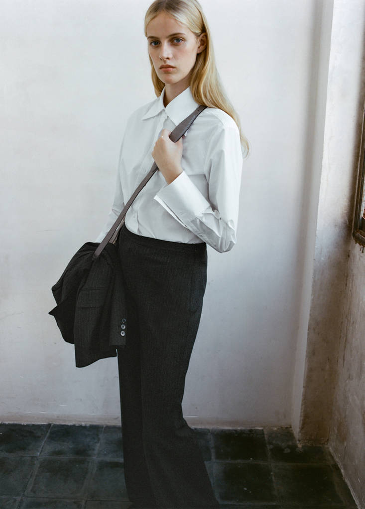 Pinstripe suit trousers — Dark Heather Grey