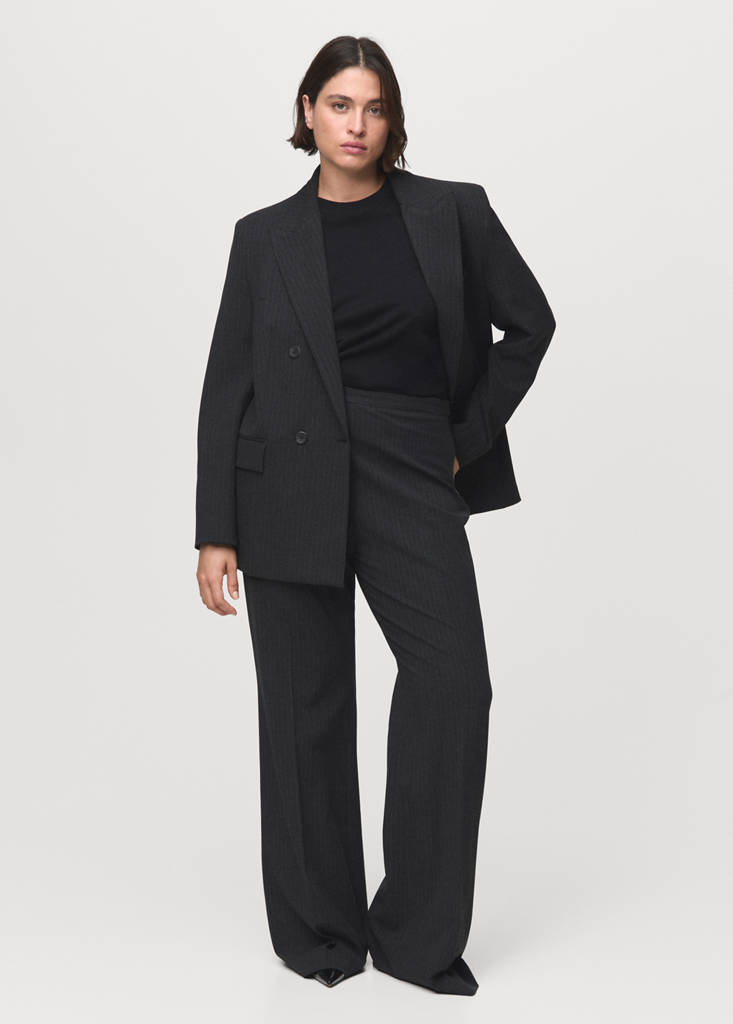 Pinstripe suit trousers — Dark Heather Grey