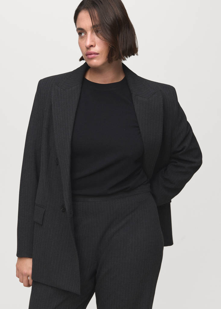 Pinstripe suit trousers — Dark Heather Grey