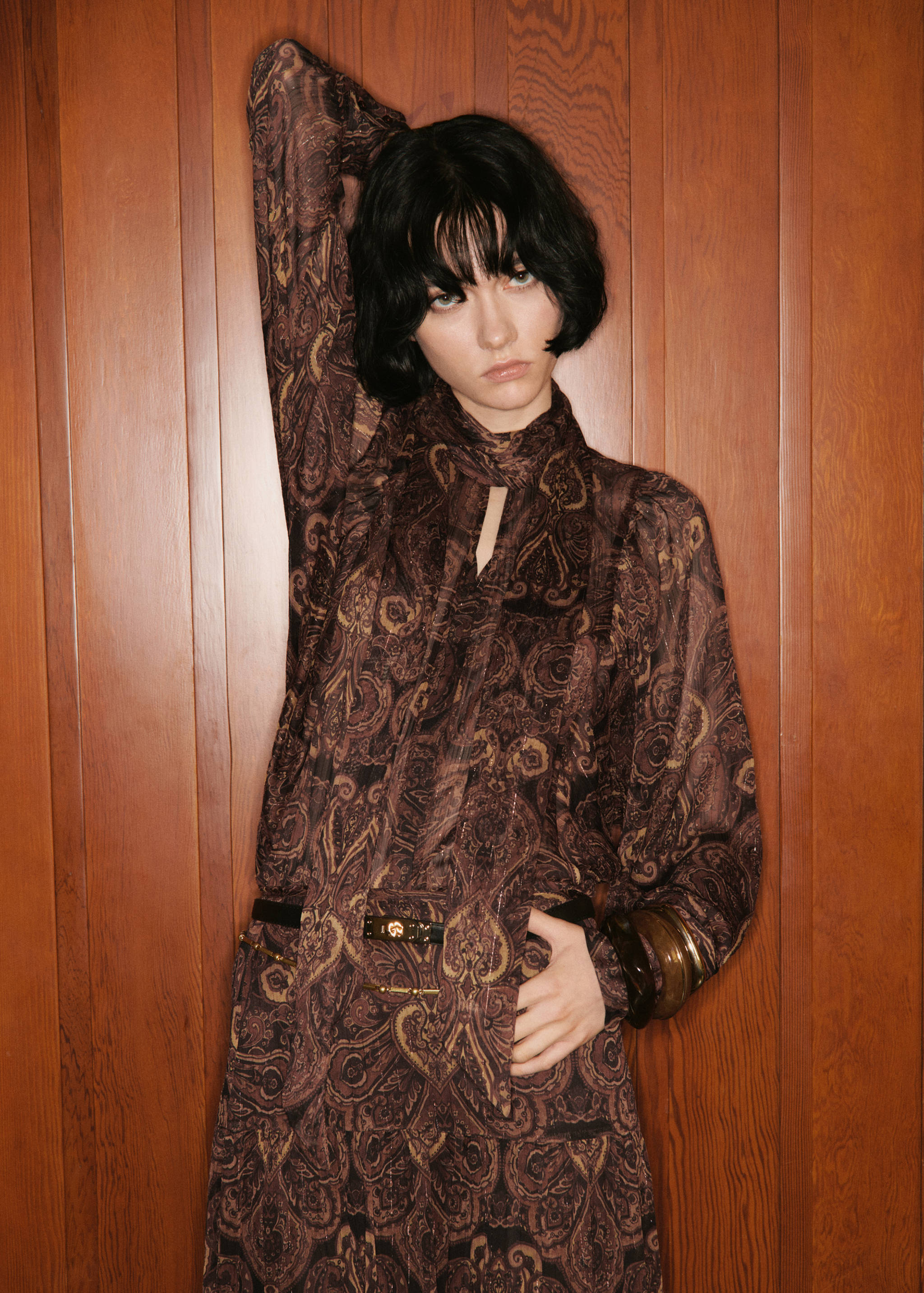Paisley-print blouse with foulard - Medium plane