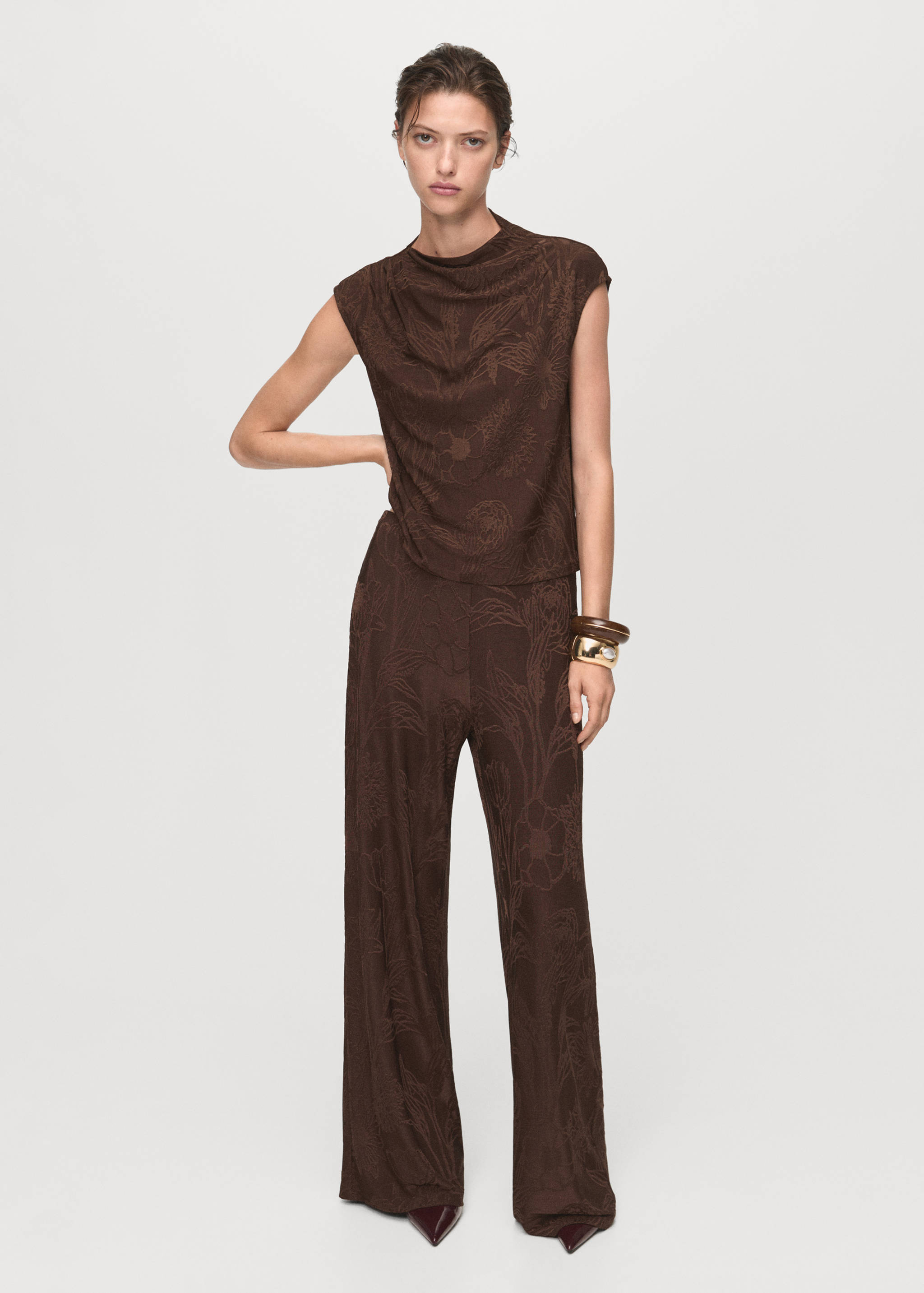 Jacquard floral-print top - General plane