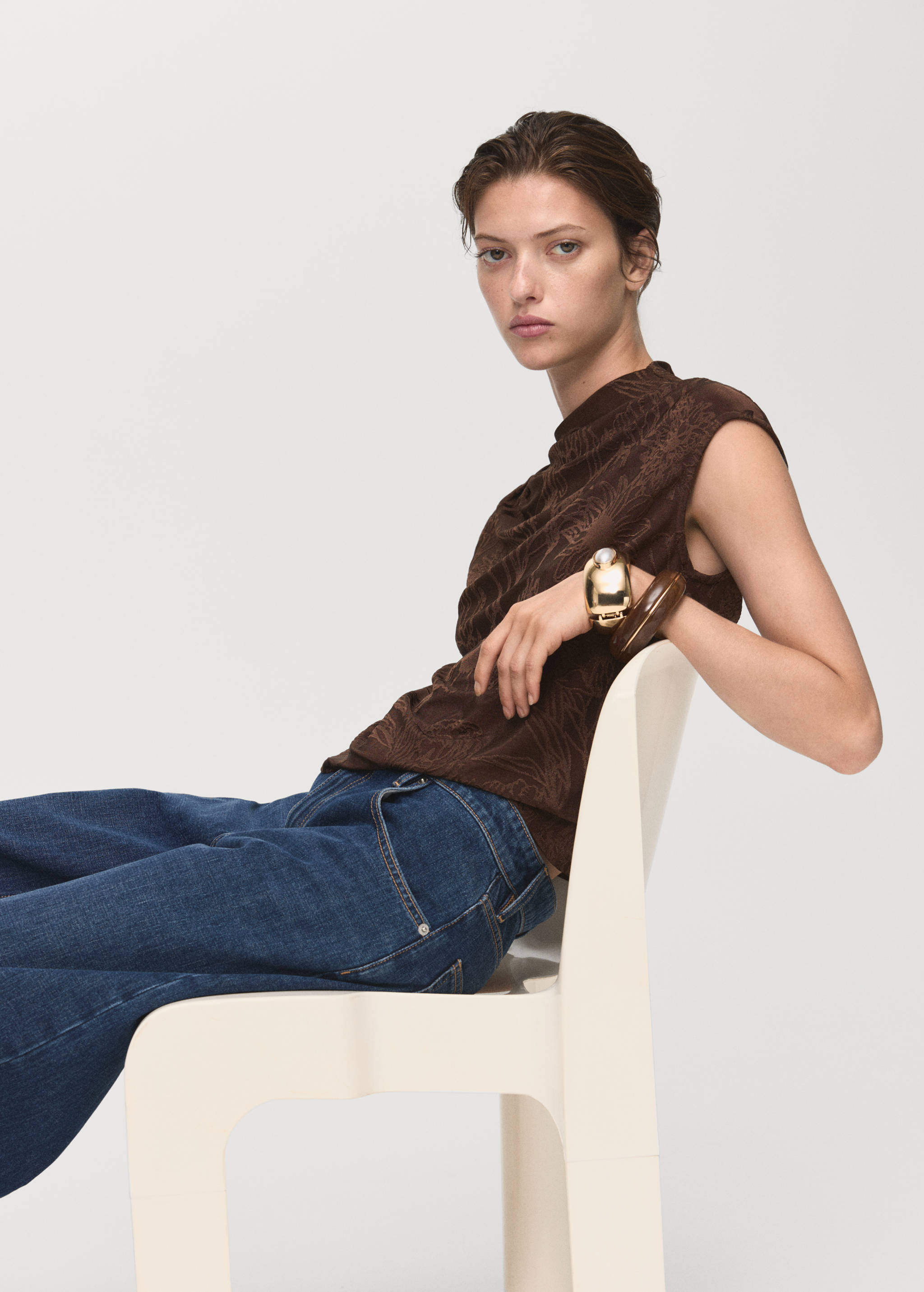 Jacquard floral-print top - Details of the article 2