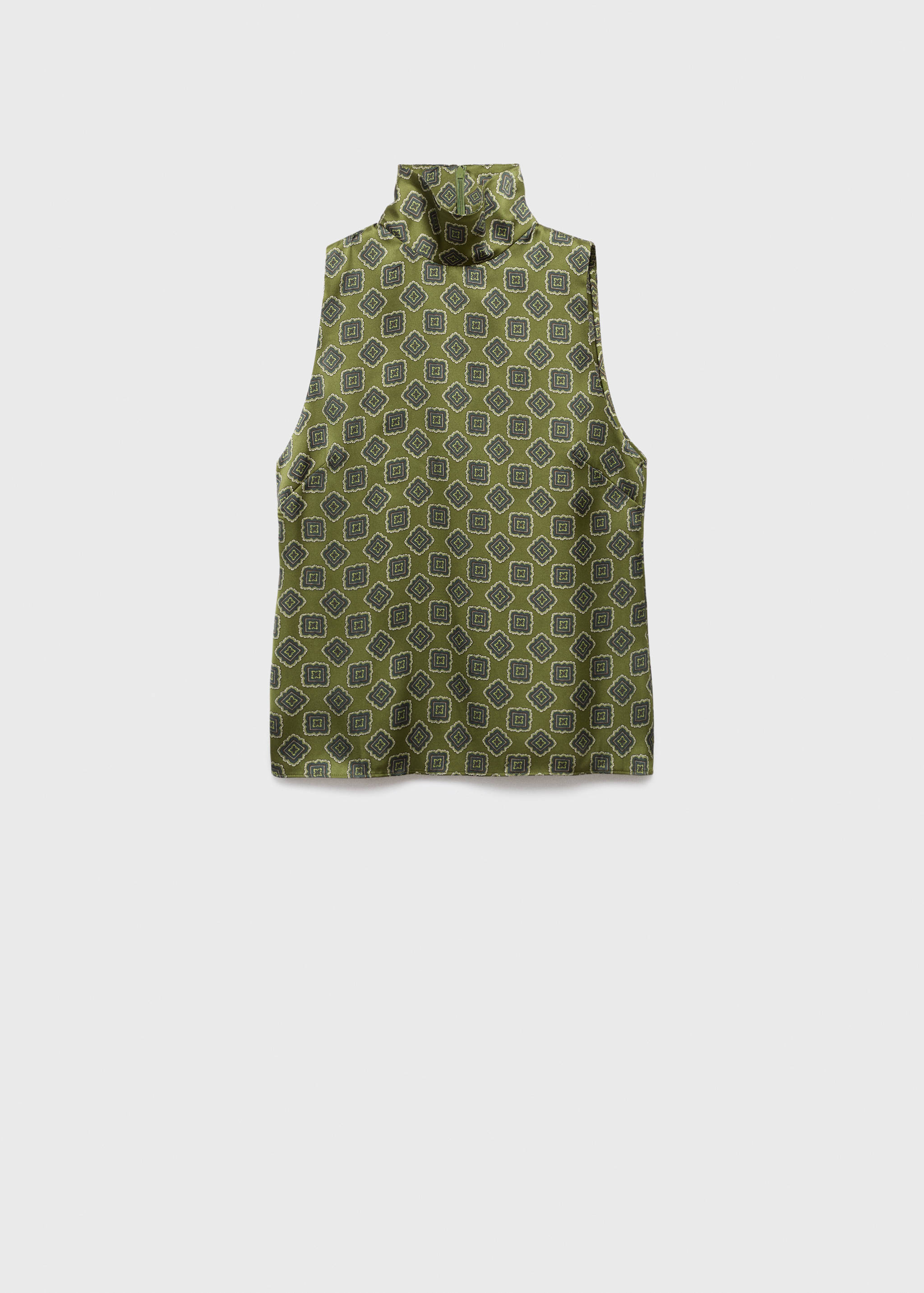 بلوزة ساتان بنقشة هندسية - منتج دون نموذج