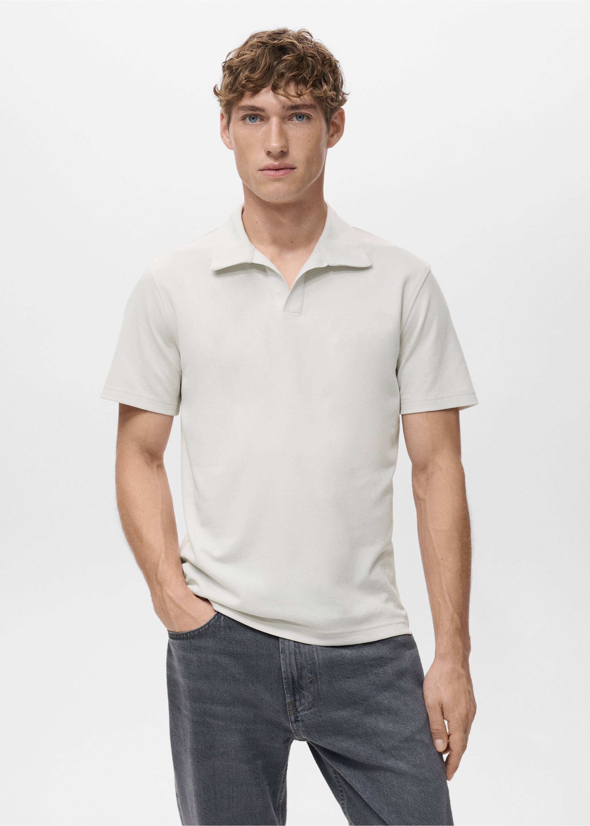 Polo algodón piqué - Plano medio, Gris hielo. Ref: 17075830-00.