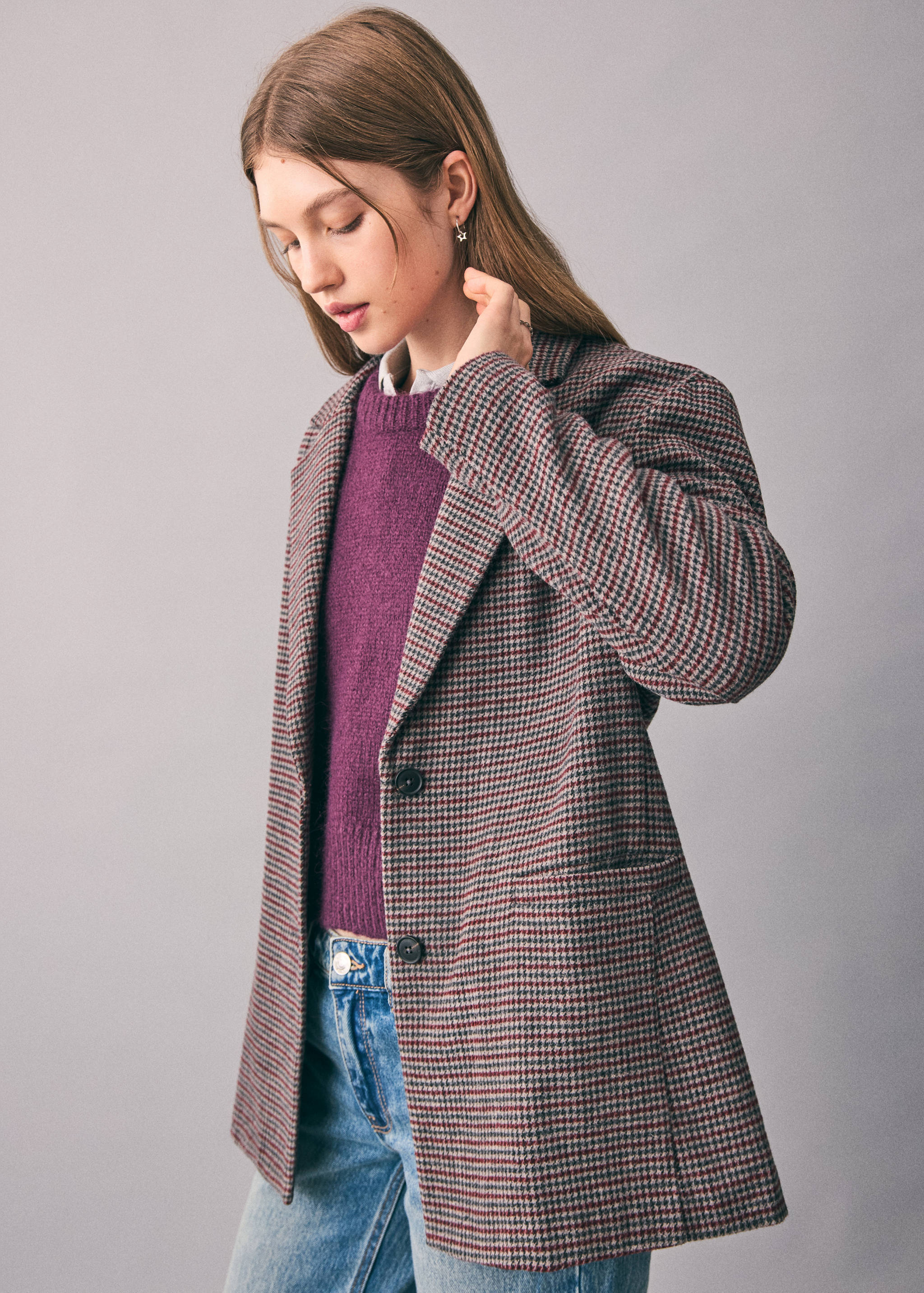 Hundtandsmönstrad jacka - Bild av mittparti