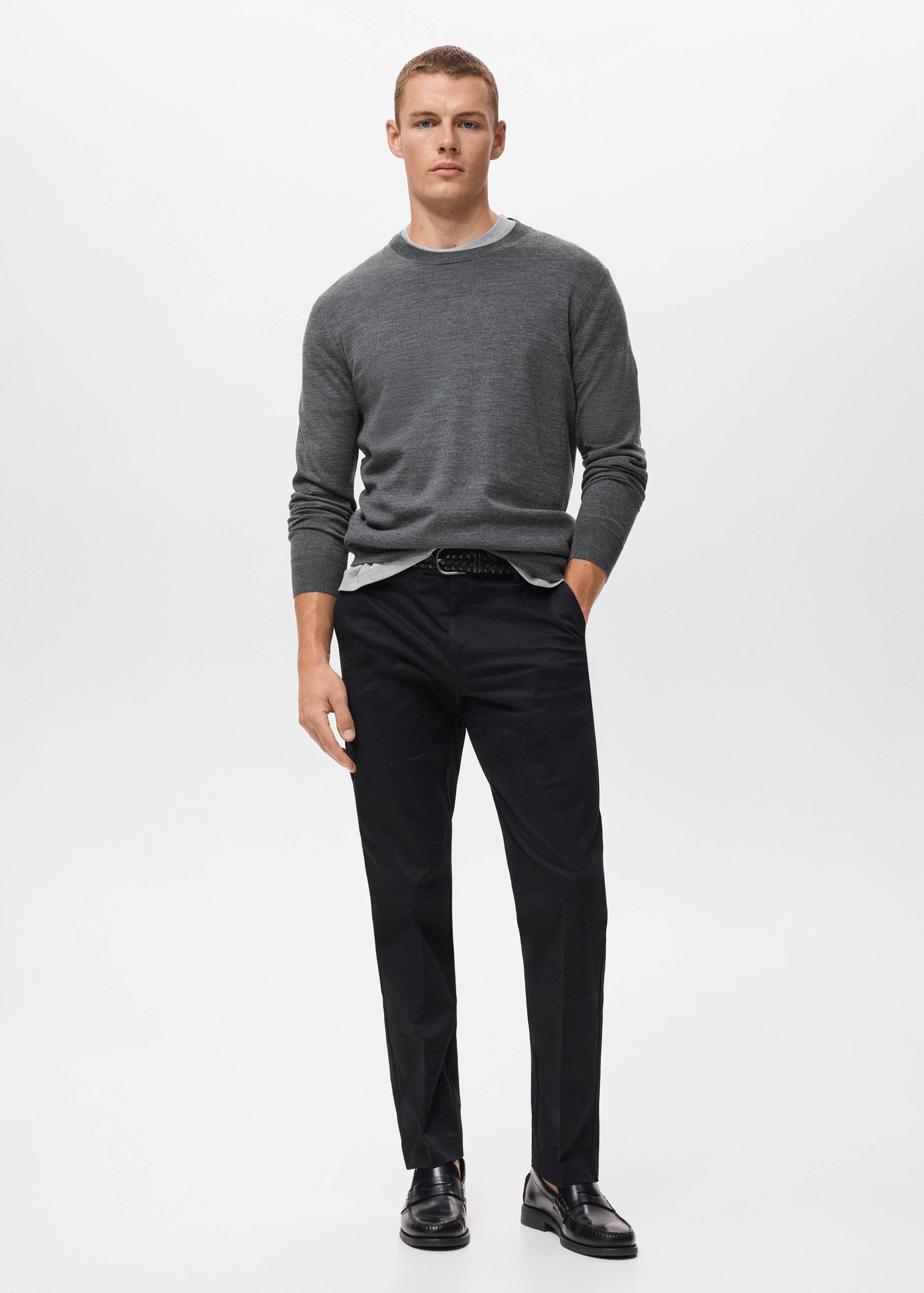 100% merino wool crew neck sweater - General plane