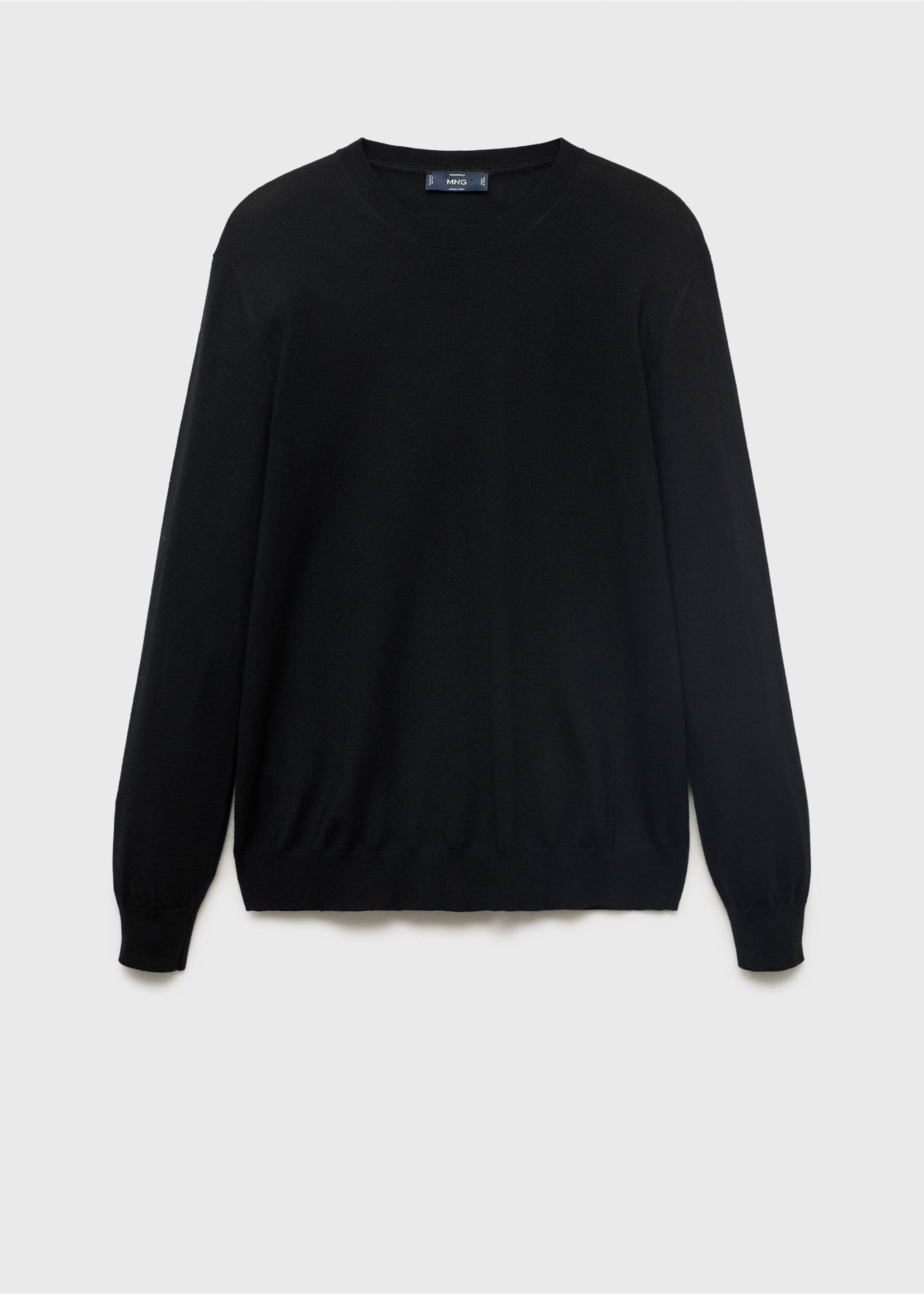 100% merino wool crew neck sweater - Article without model, Black. Ref: 17075970-00.