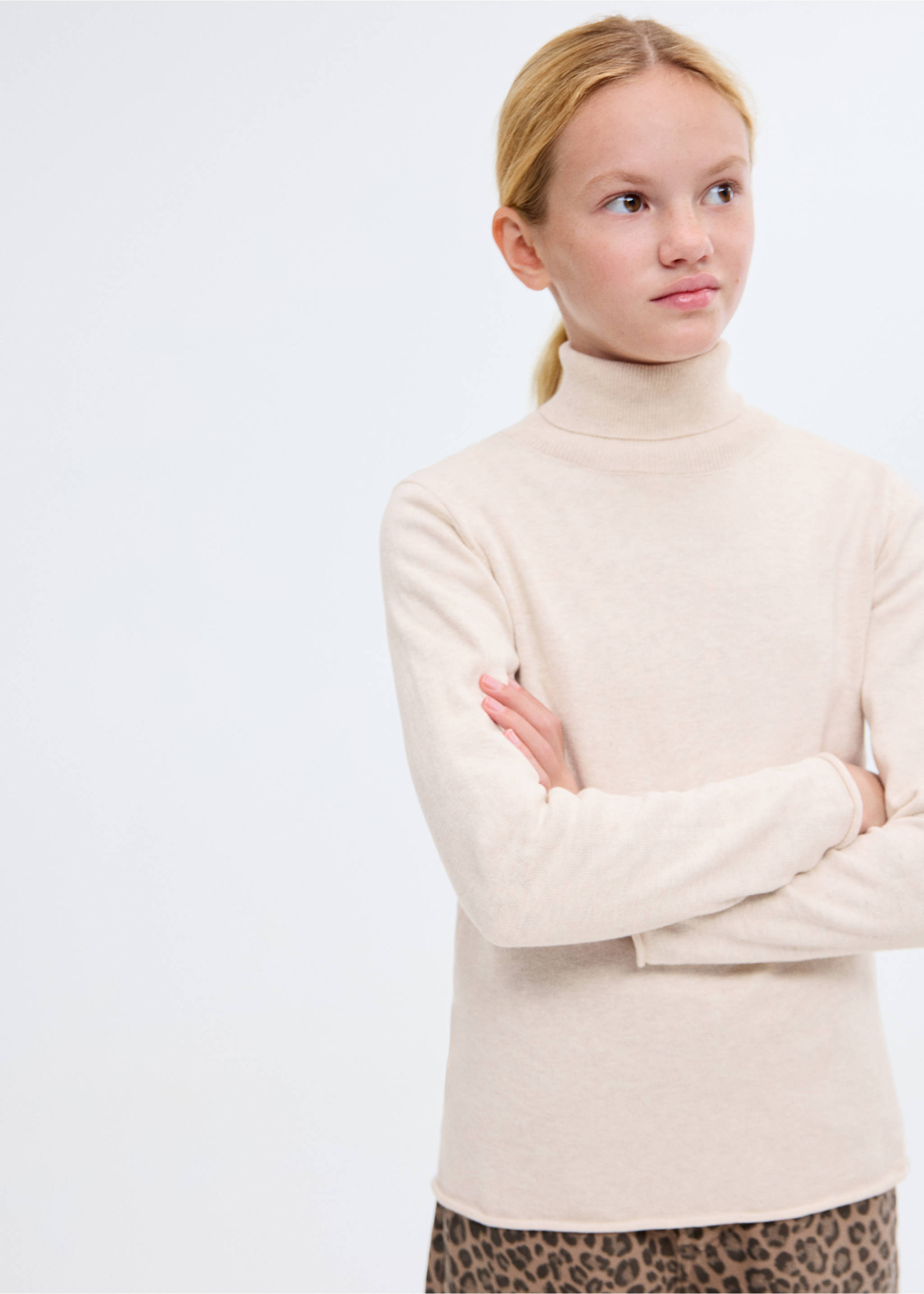 Turtleneck knit sweater - Medium plane, Beige. Ref: 17075971-00.