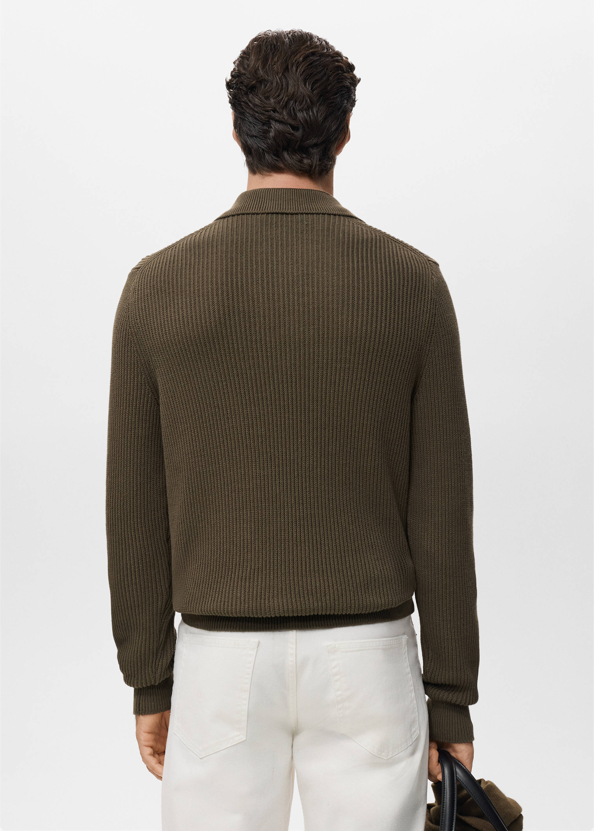 Structured cotton polo sweater - Reverse of the article