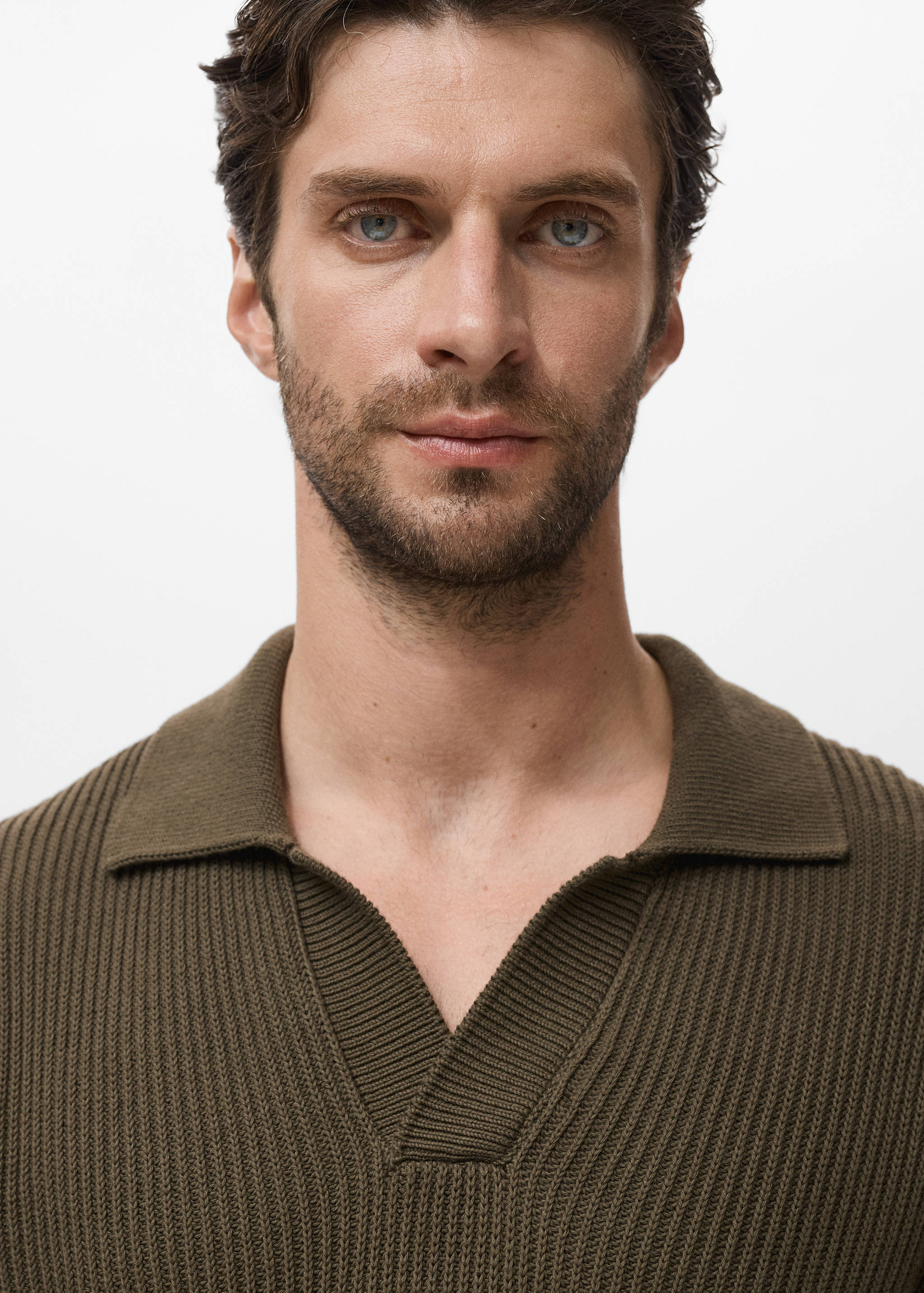 Structured cotton polo sweater - Details of the article 1