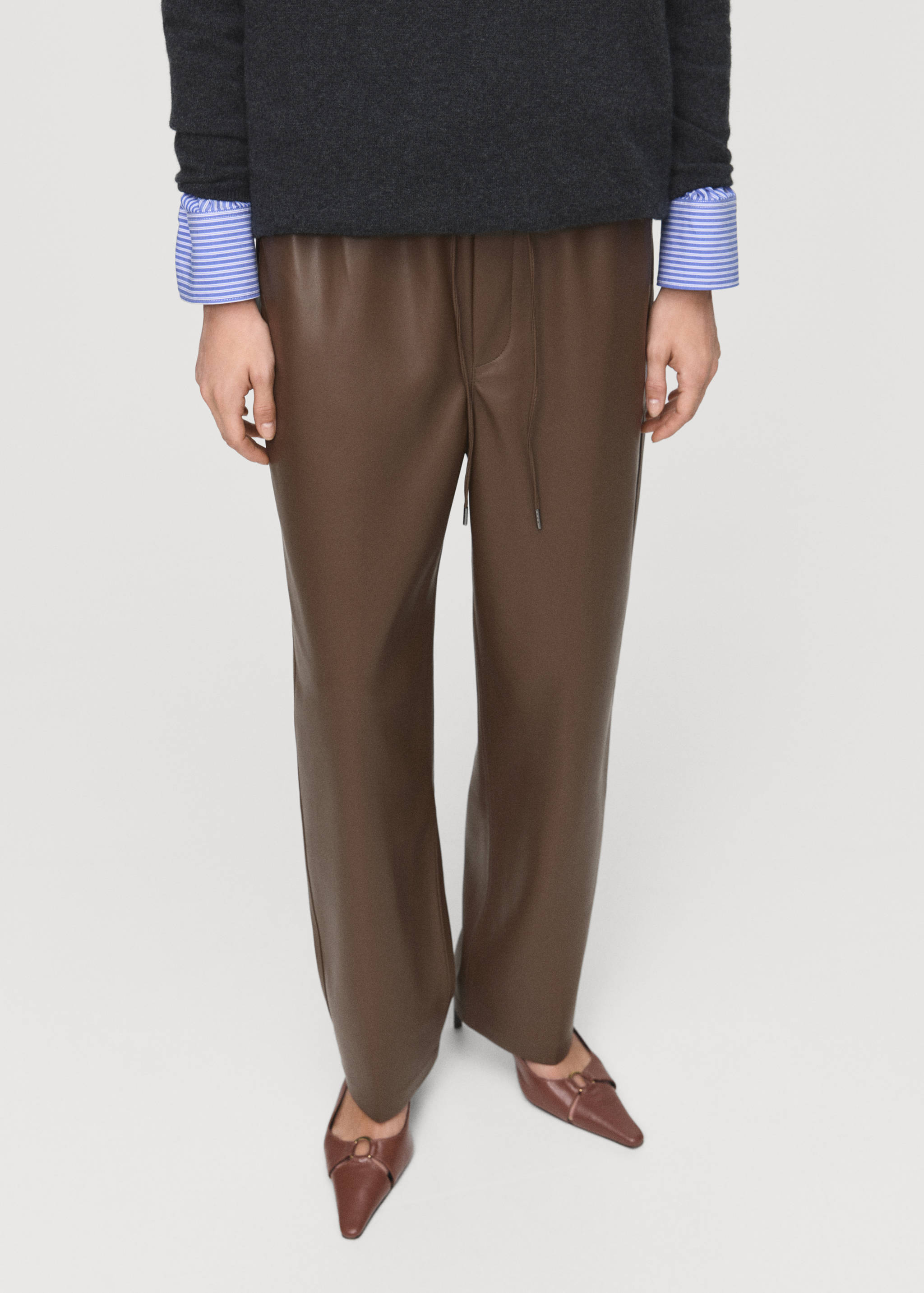 Faux-leather pants with elastic waist - Medium plane