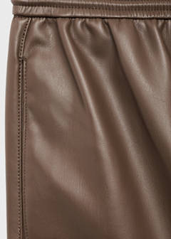 Faux-leather trousers with elastic waist — Medium Brown 11