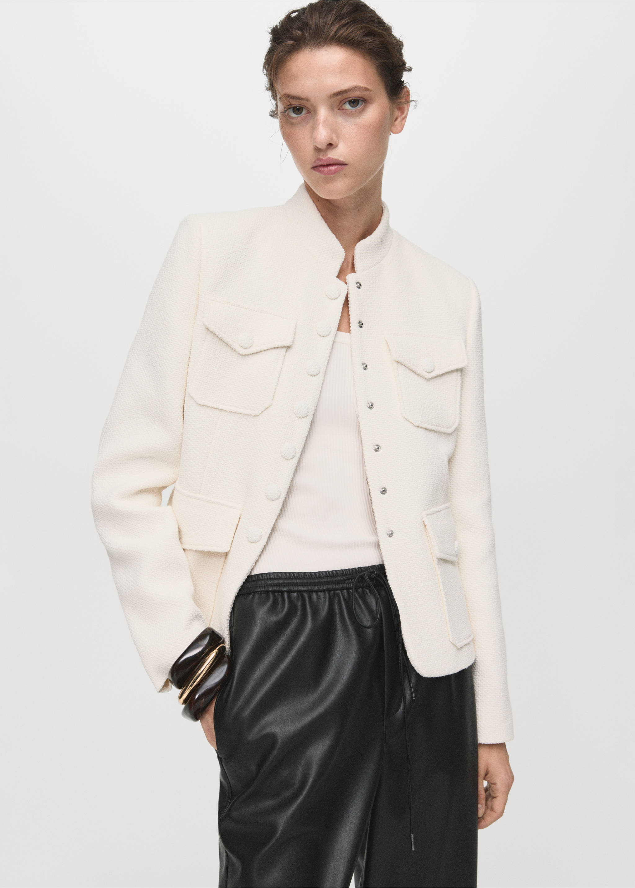 엘라스틱 웨이스트 페이크 이펙트 트라우저 - 상품 내역: 1, 블랙. Ref: 17075974-00.