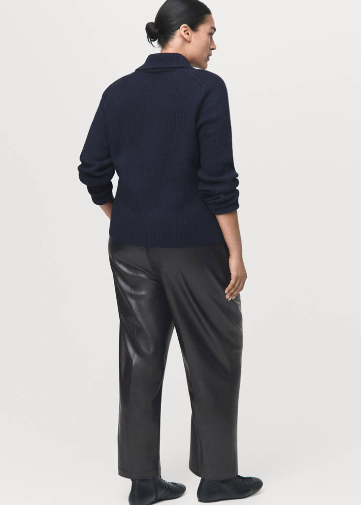 Faux-leather trousers with elastic waist — Black