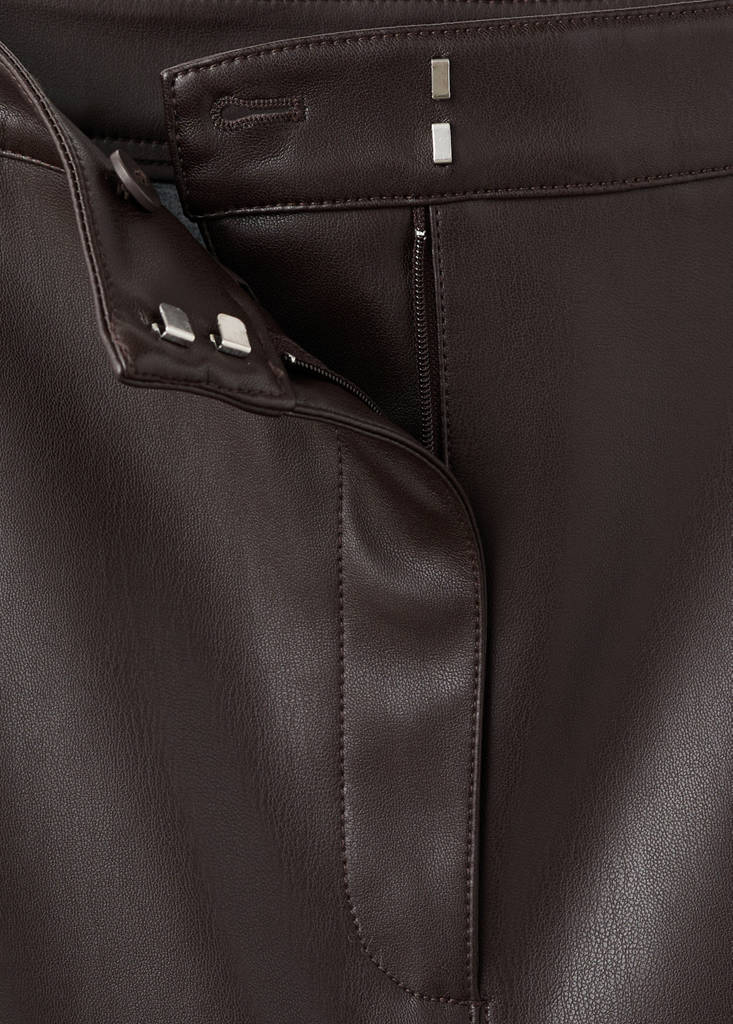 Faux-leather pencil skirt — Chocolate