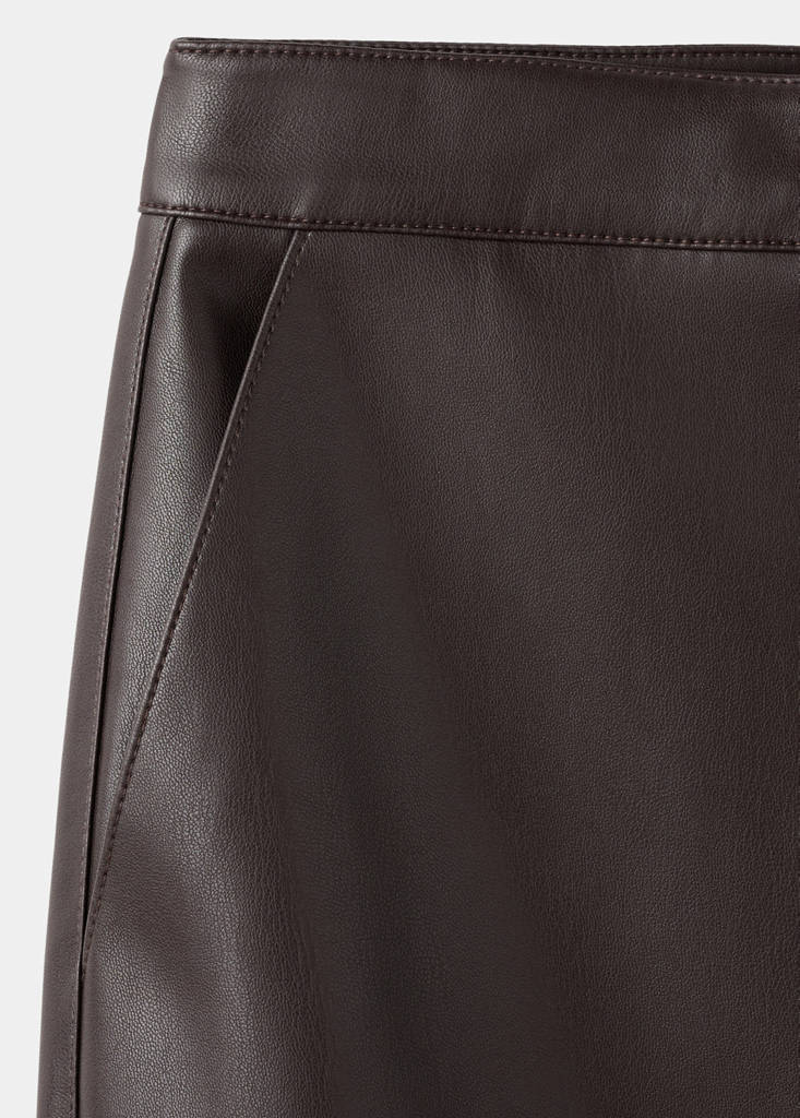 Faux-leather pencil skirt — Chocolate