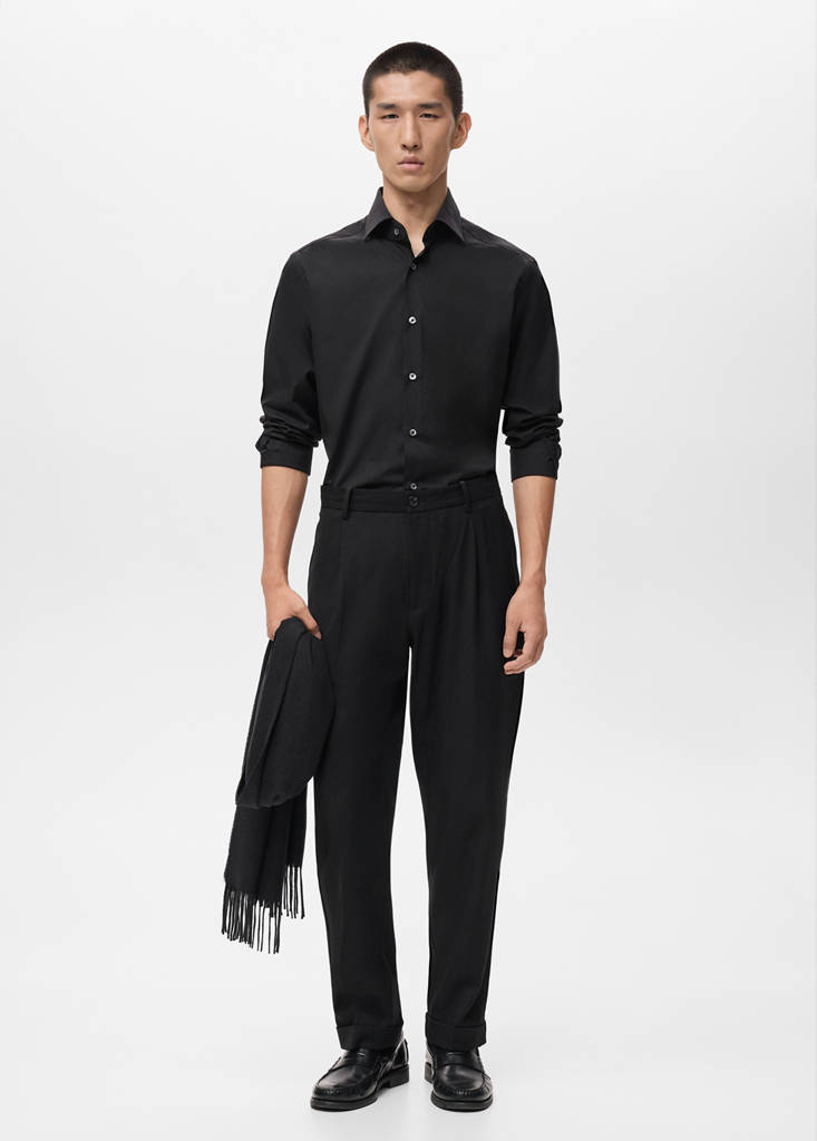 MANGO MAN - Chemise 100 % coton slim-fit noir - XS