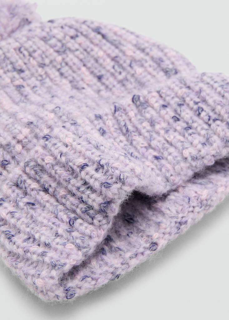 Mottled bobble hat — Lilac
