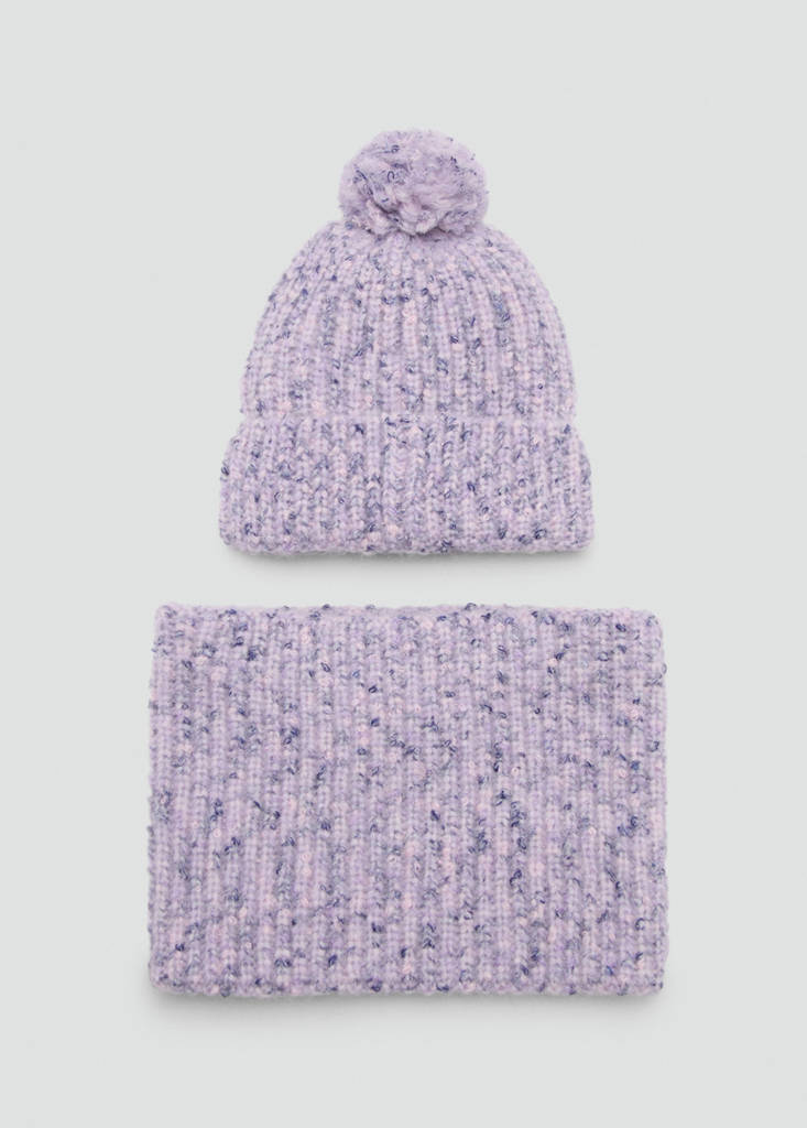 Mottled bobble hat — Lilac