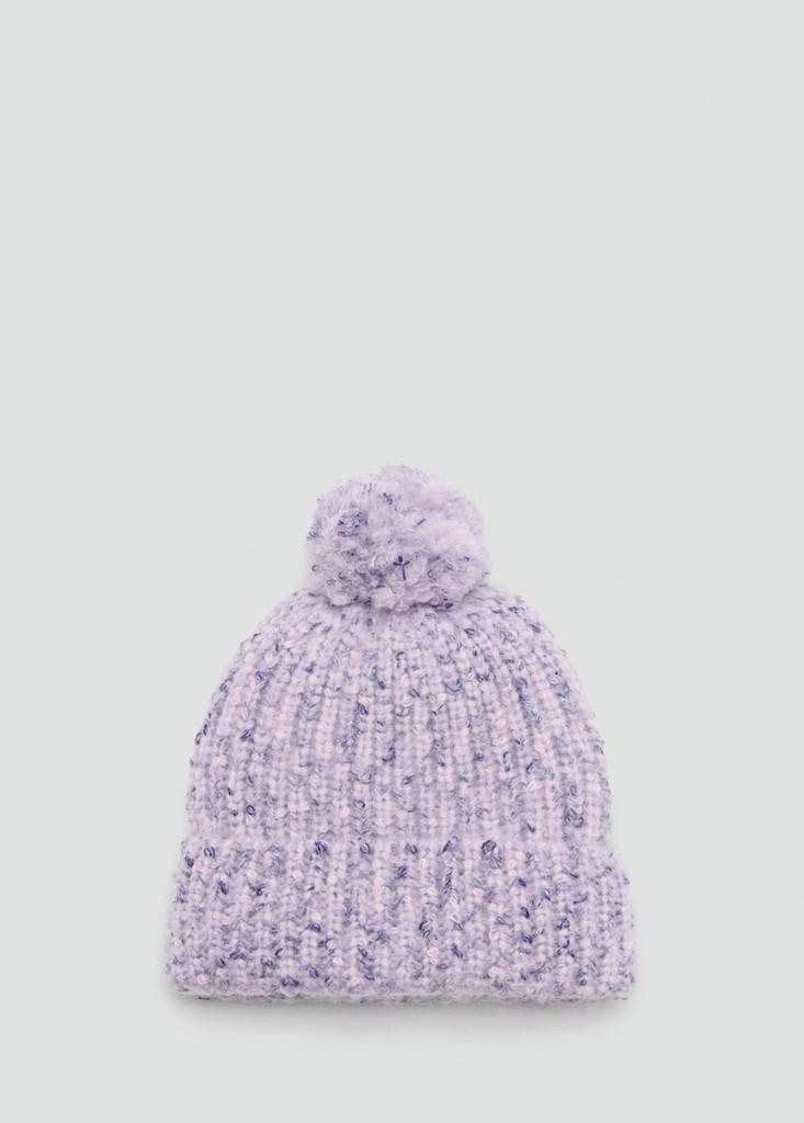 Mottled bobble hat — Lilac