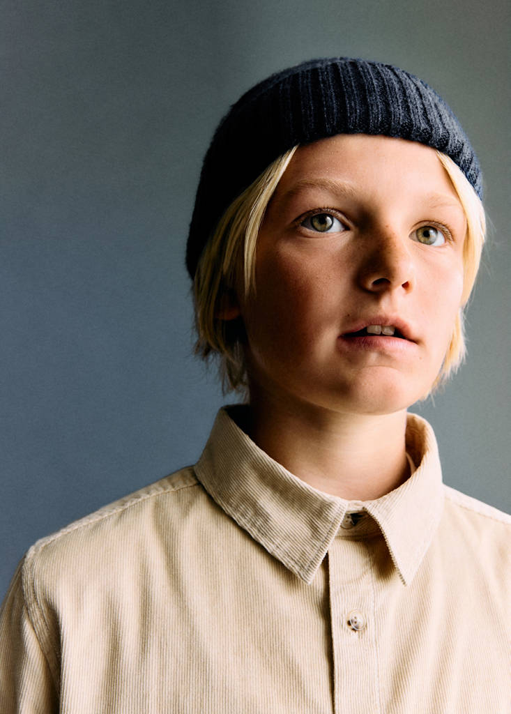 Knitted hat with turn-up — Navy