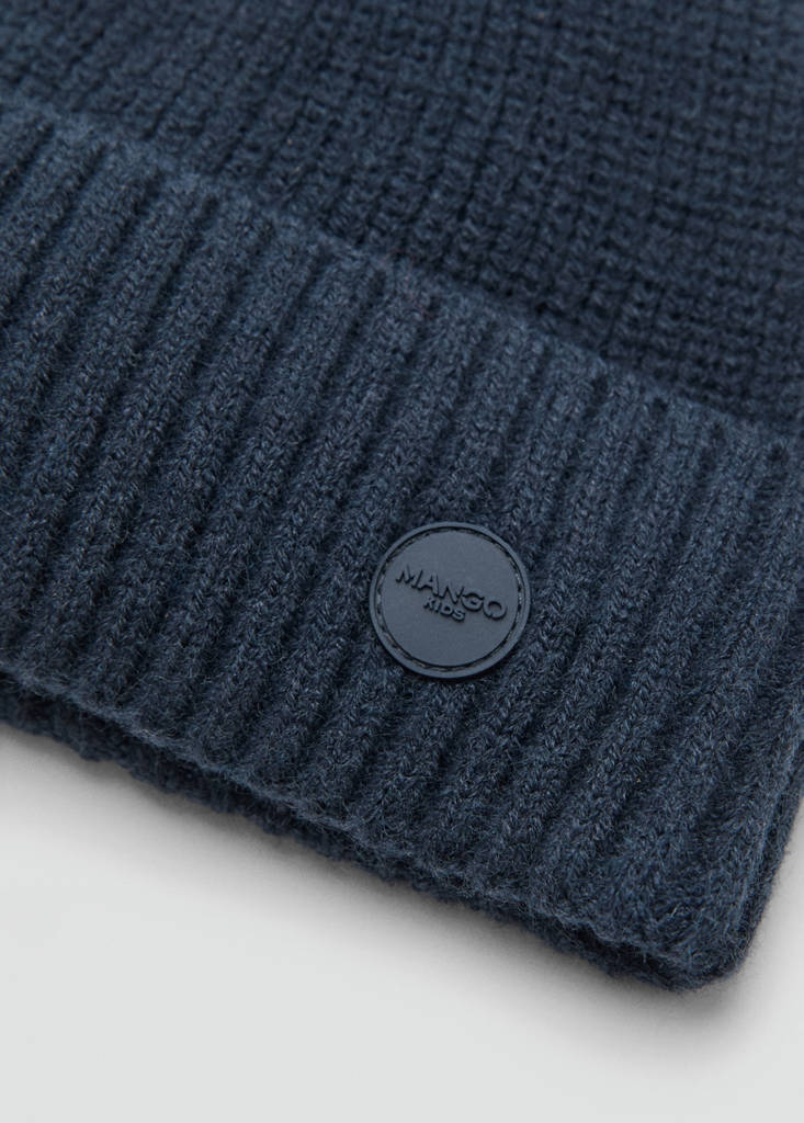 Knitted hat with turn-up — Navy