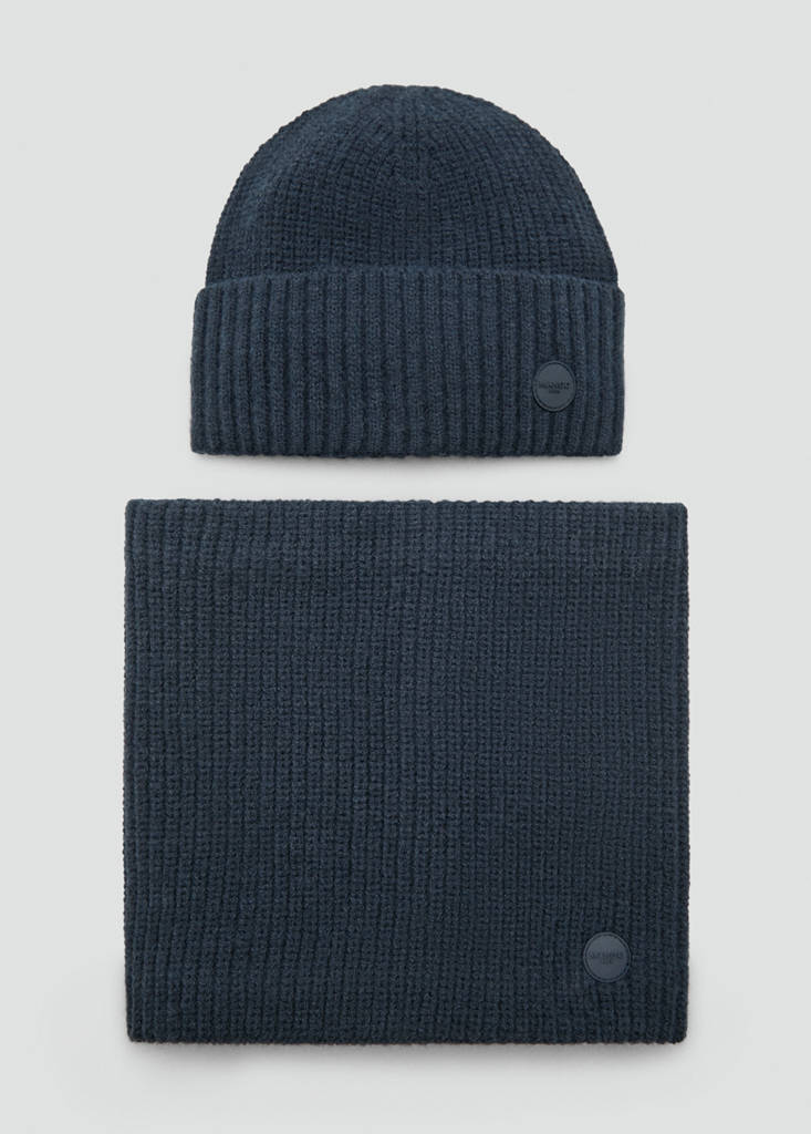 Knitted hat with turn-up — Navy
