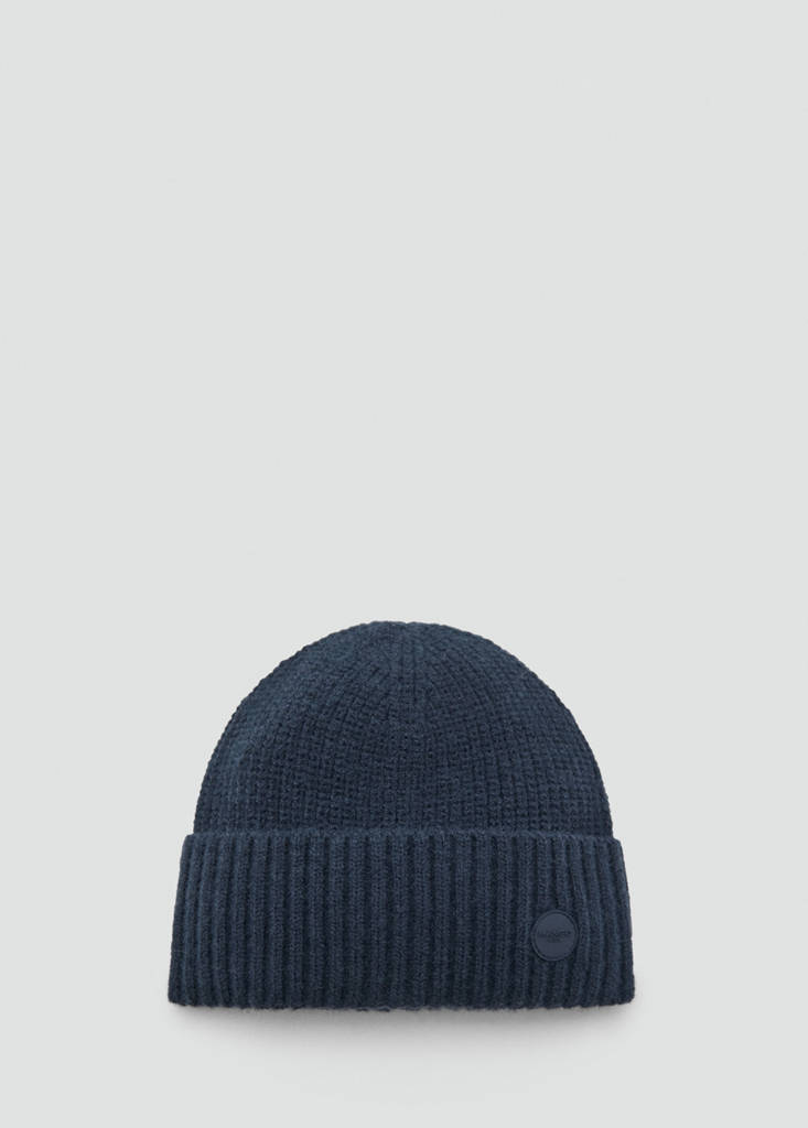 Knitted hat with turn-up — Navy