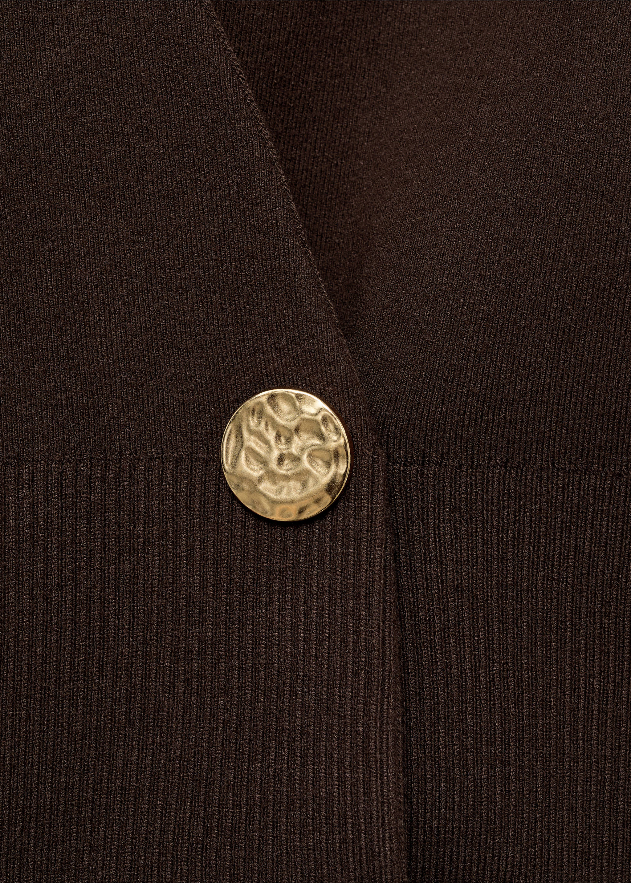 Cross-over cardigan with jewel button - Details of the article 0, Chocolate. Ref: 17075982-00.