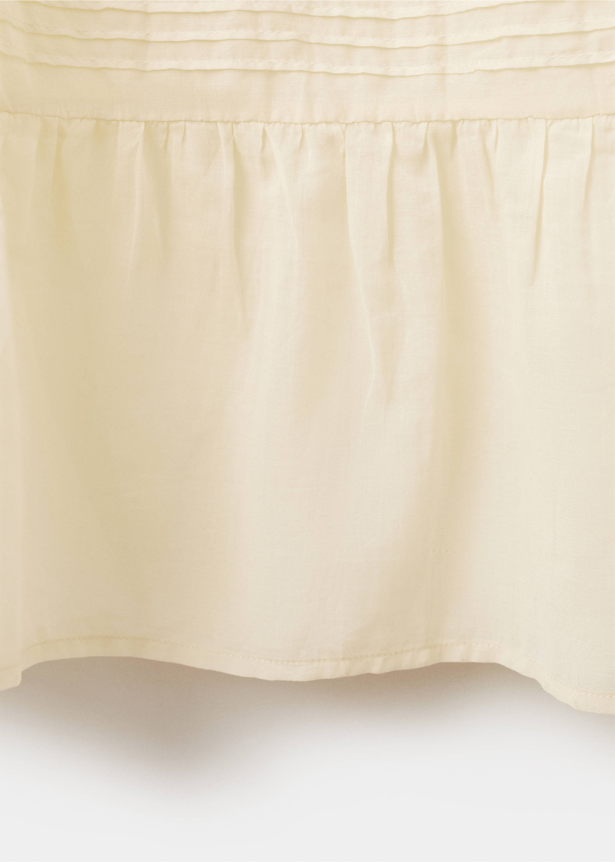 Chemise de nuit coton dentelle et plis nervurés - Plan moyen, Vanille. Ref: 17075991-00.