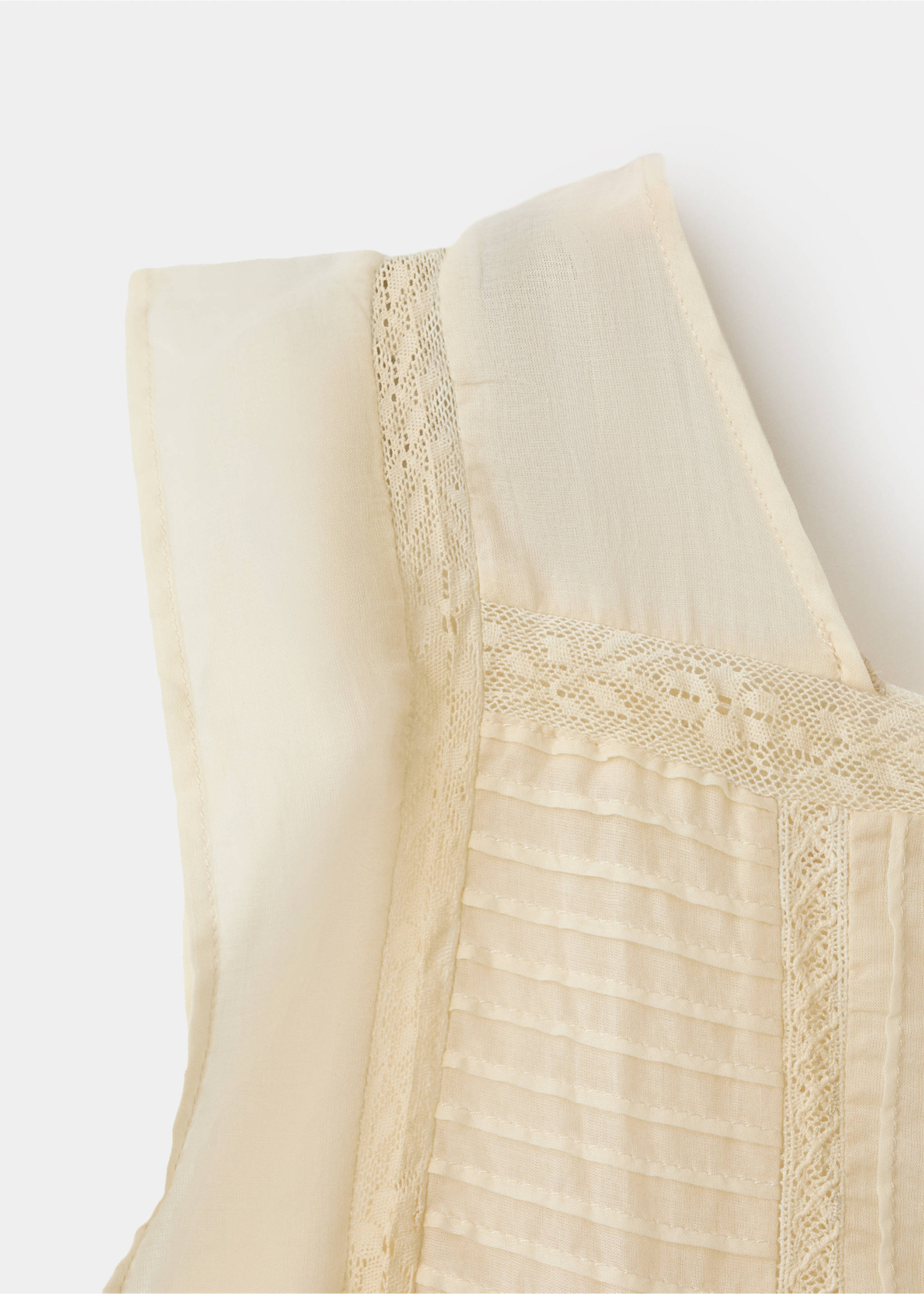 Chemise de nuit coton dentelle et plis nervurés - Détail de l'article 1, Vanille. Ref: 17075991-00.