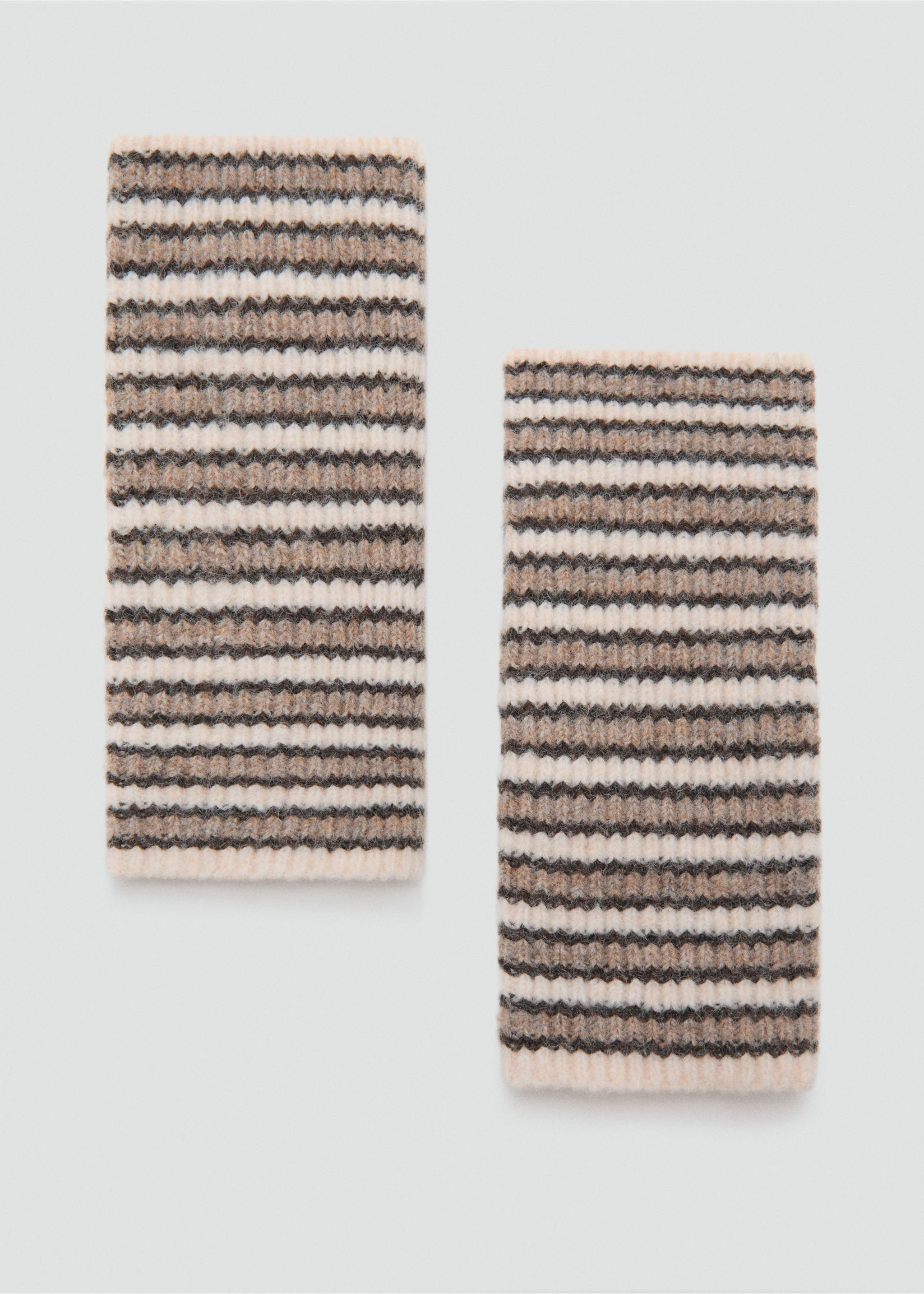 Striped knit gloves - Article without model, Brown. Ref: 17075995-00.