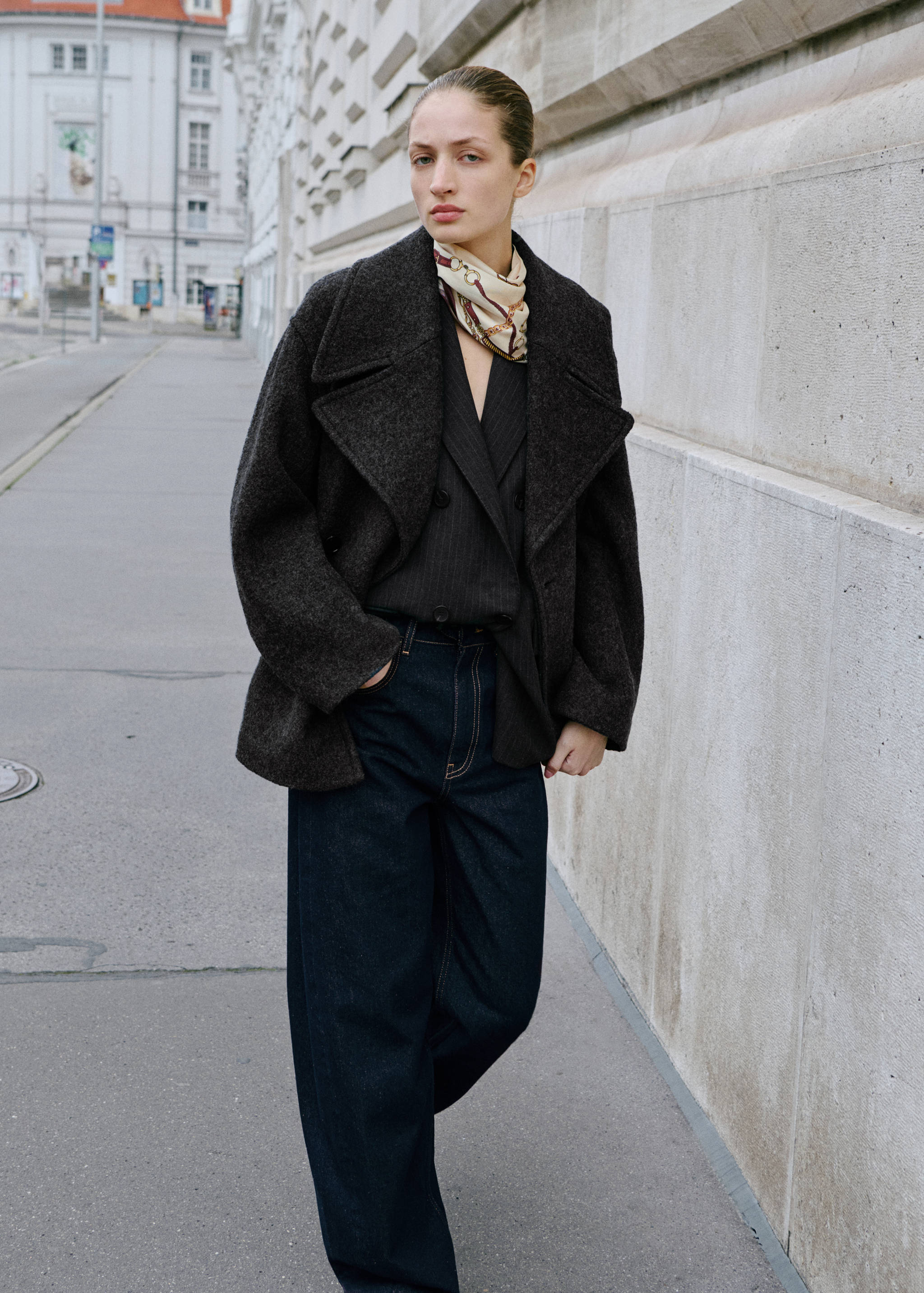 Calças de ganga barrel com cintura média rinse wash - Pormenor do artigo 1