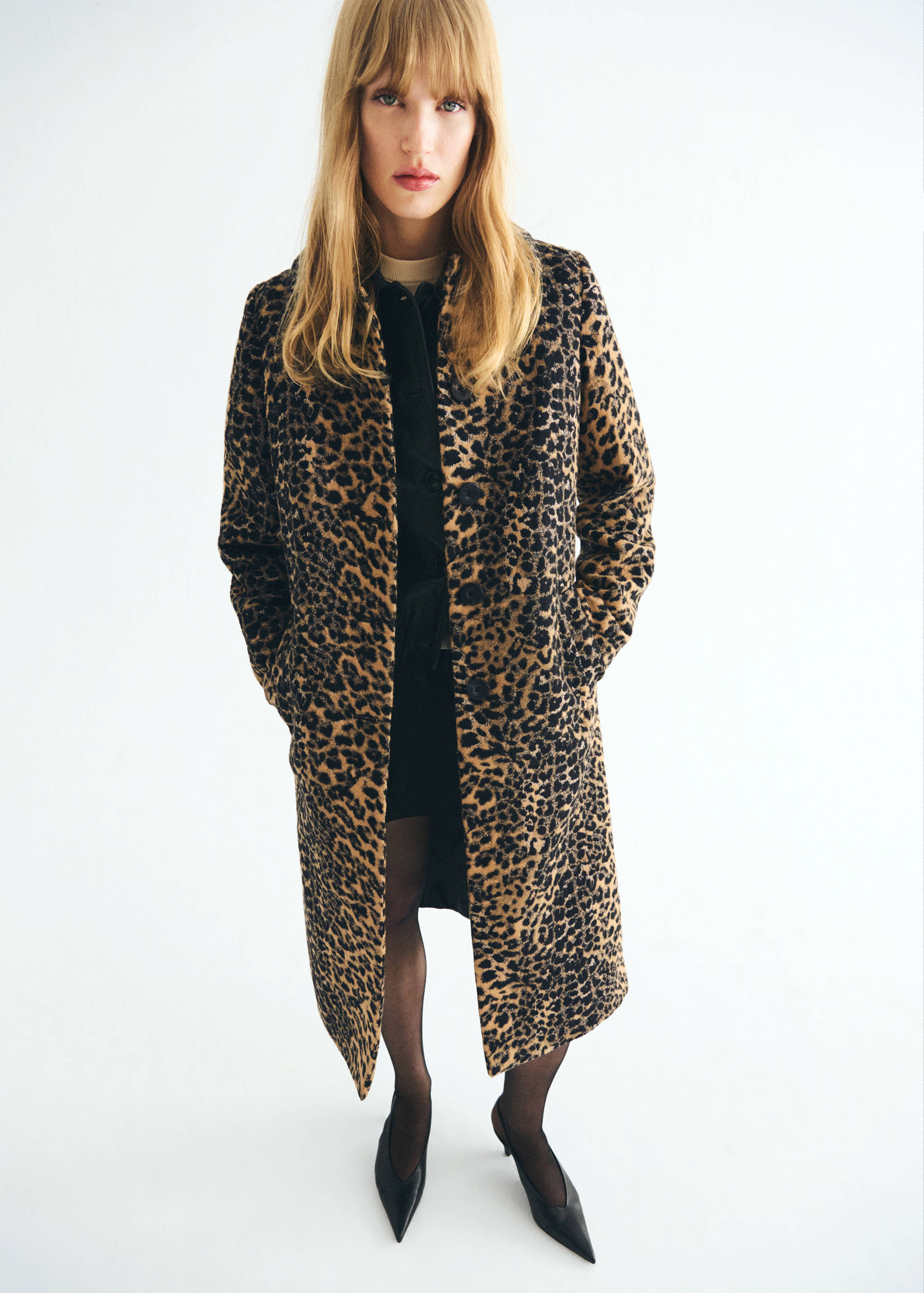Leopard-print long coat - General plane