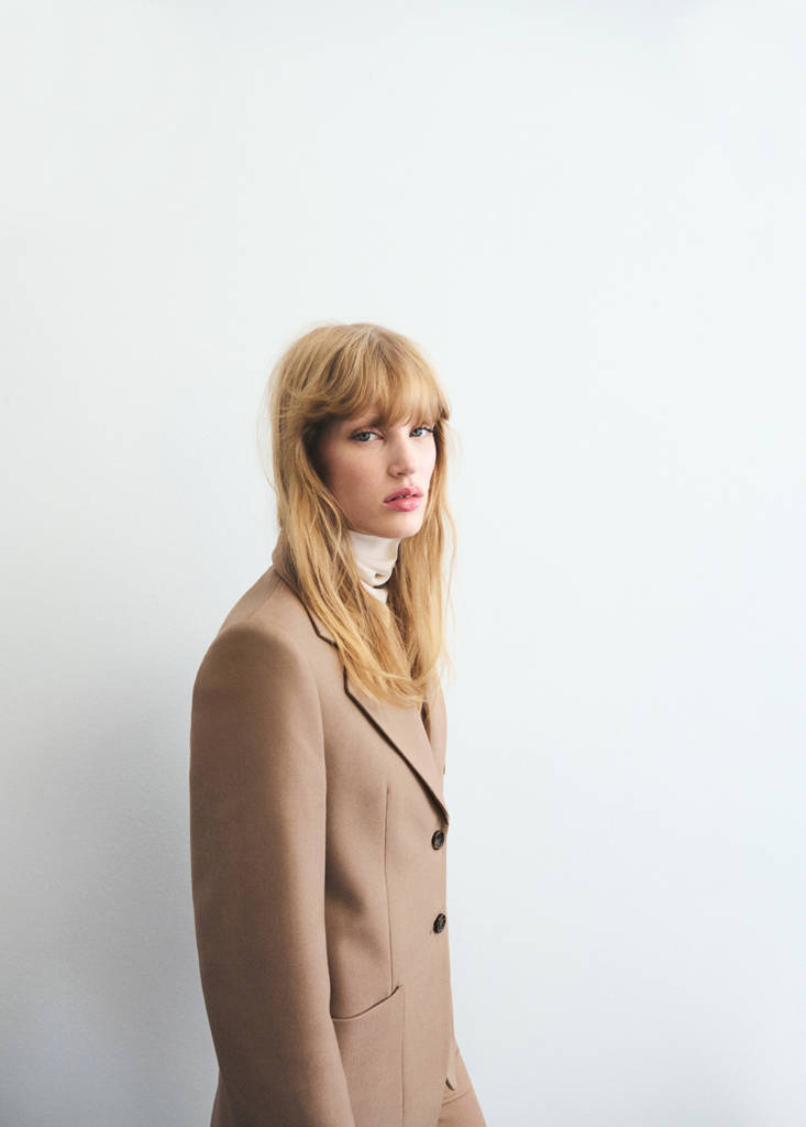 Wool-blend suit jacket with pockets — Medium Brown