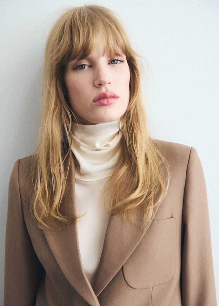 Wool-blend suit jacket with pockets — Medium Brown