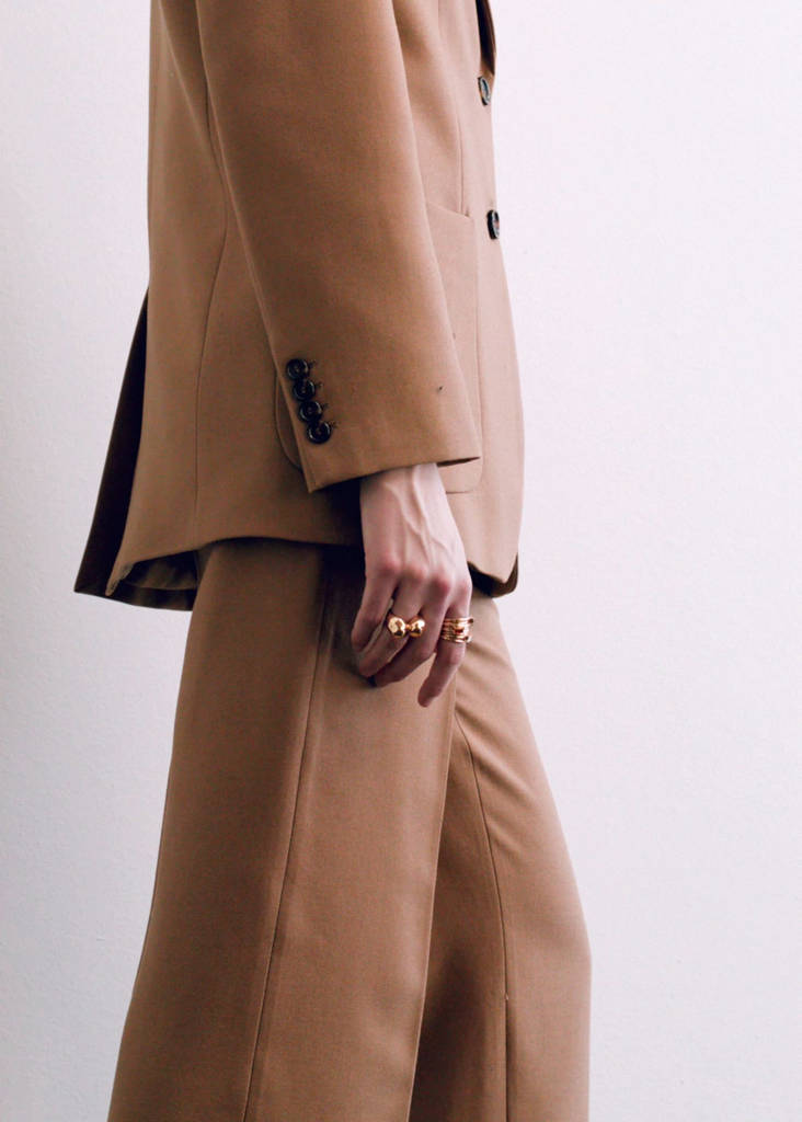 Wool-blend suit blazer with pockets